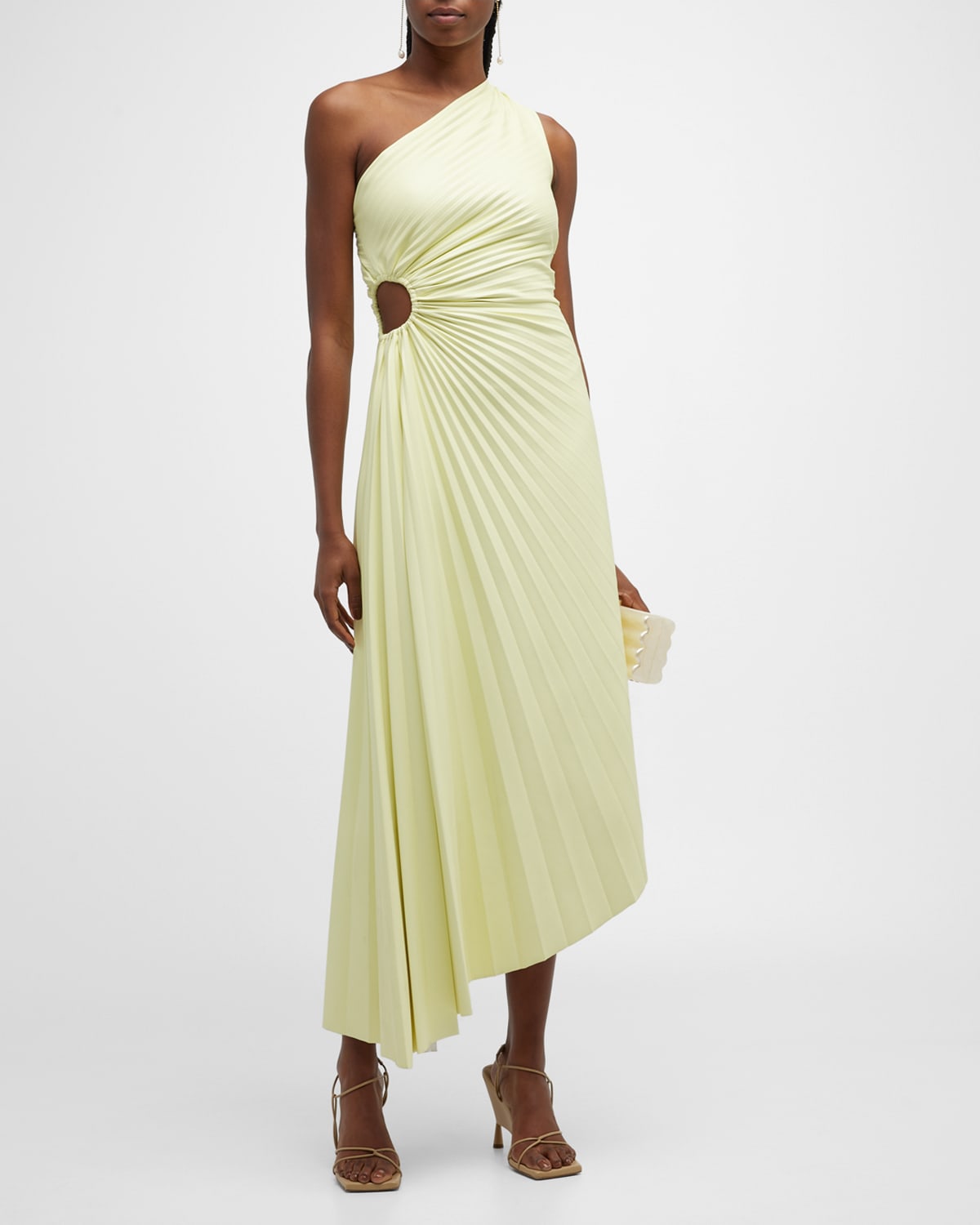 A.L.C. Delfina Cut Out Pleated Midi Dress Smart Closet