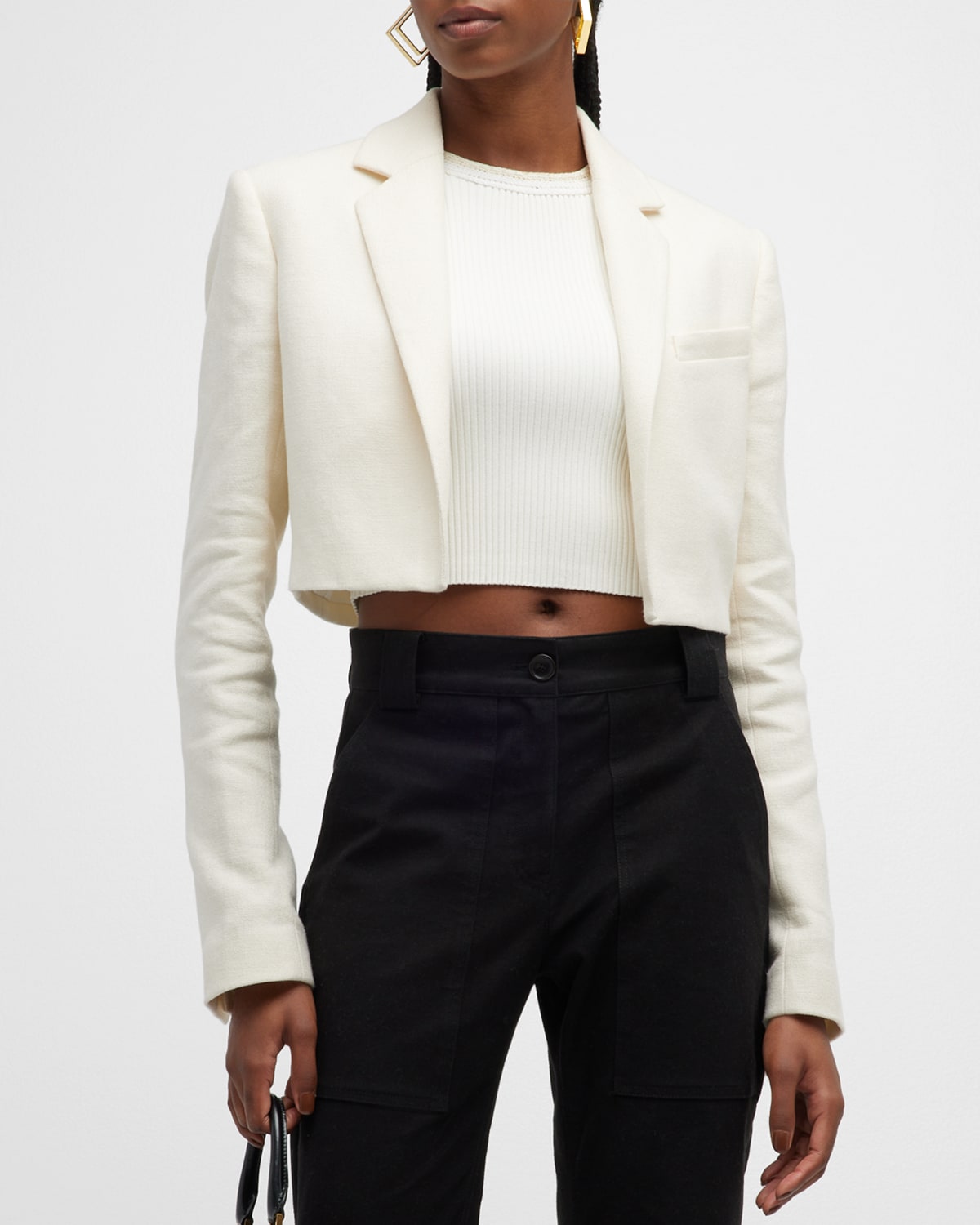 A.l.c Andrews Cropped Open-front Jacket In Ecru