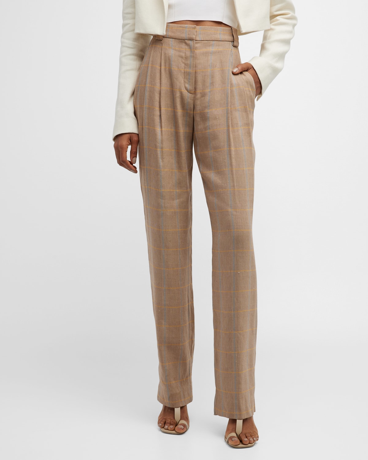 Fynn Plaid Straight-Leg Pants