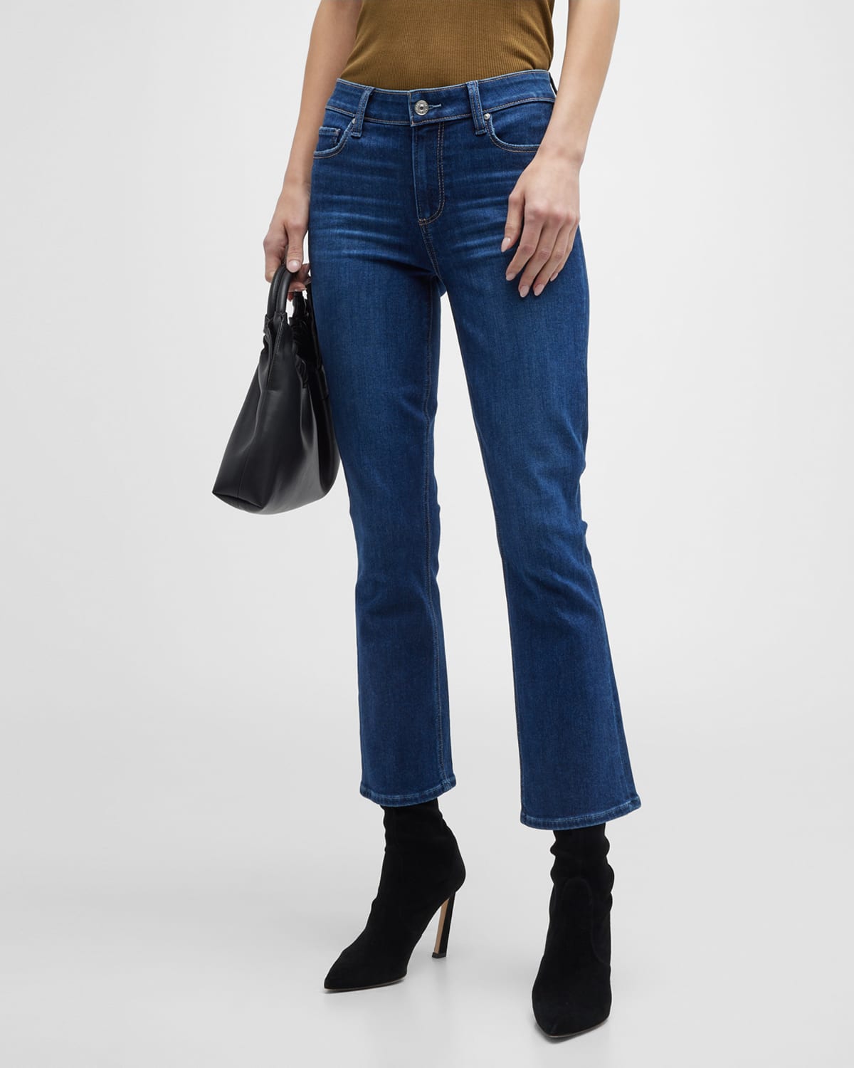 Paige Shelby Low-rise Crop Flared Jeans In Portrait