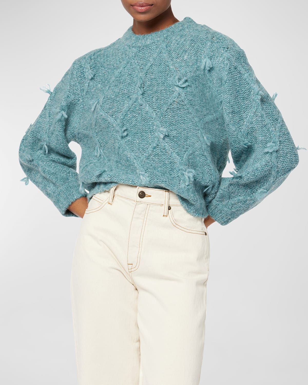 Boden Textured Fringe Crewneck Sweater