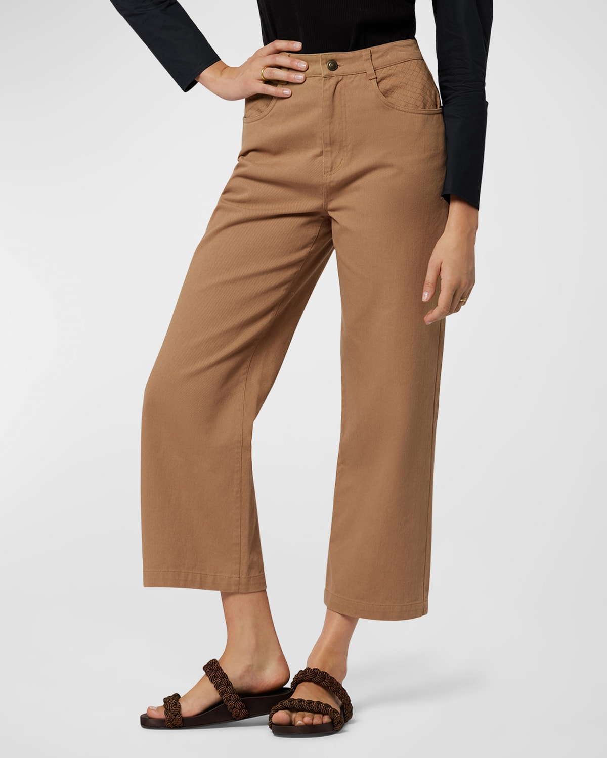Lierre Quilted Wide-Leg Cropped Pants