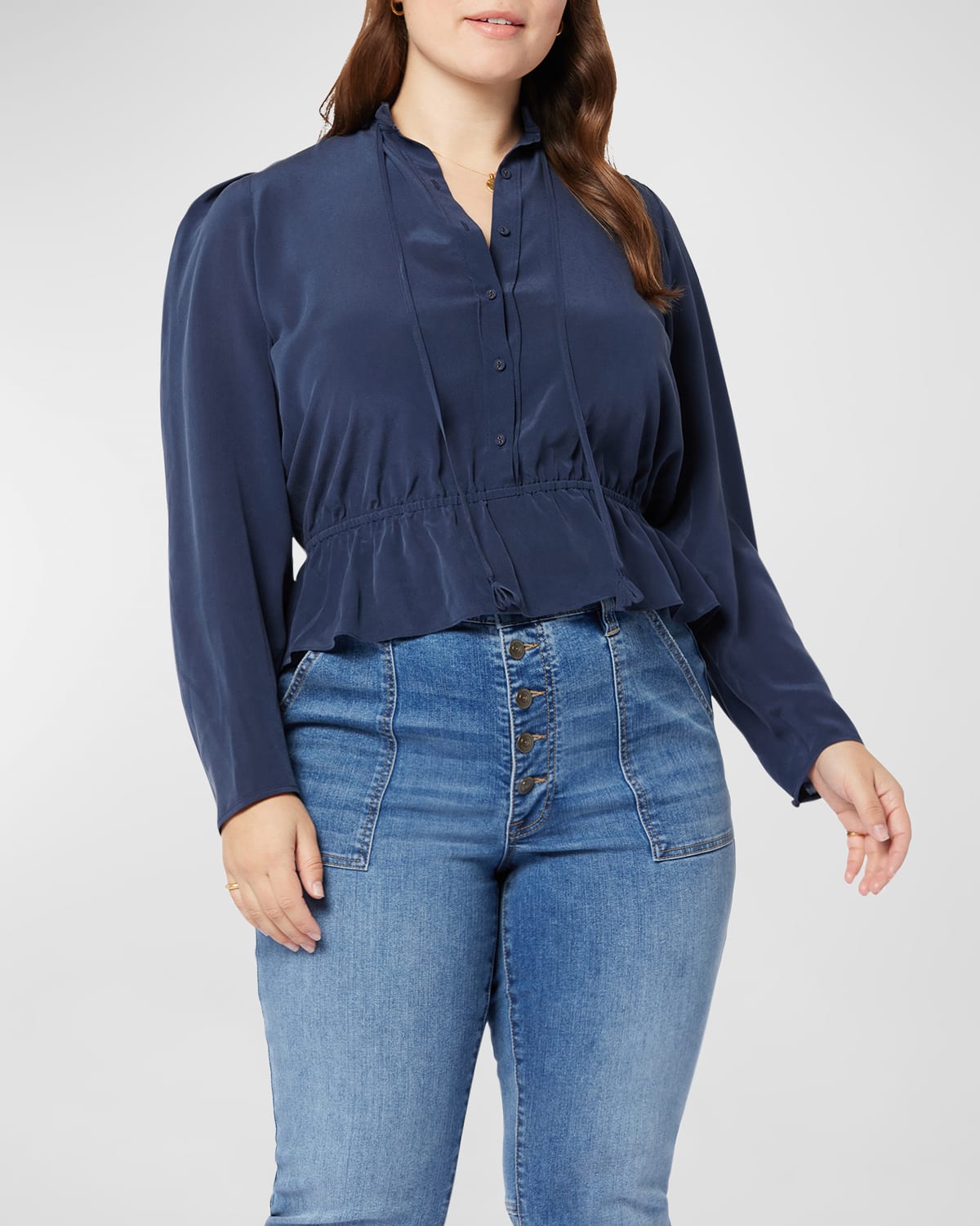 Plus Size Willow Button-Front Peplum Top