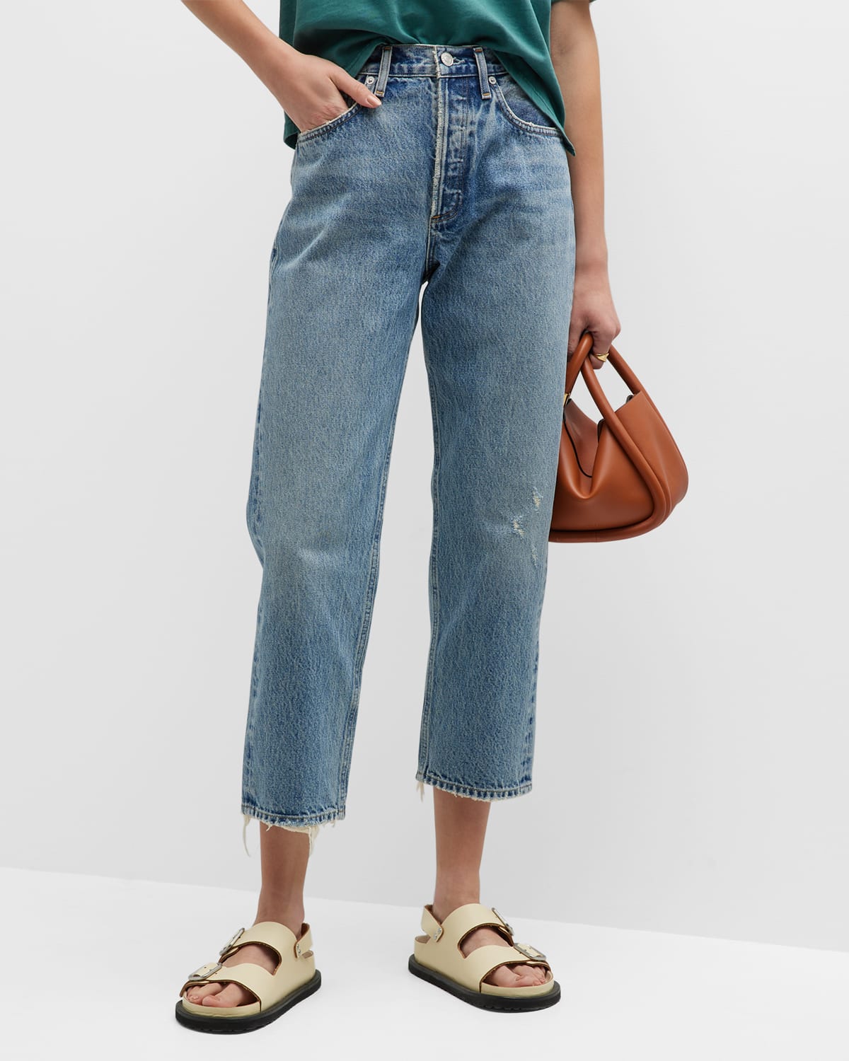 Agolde Parker Easy Straight Ankle Jeans In Facade