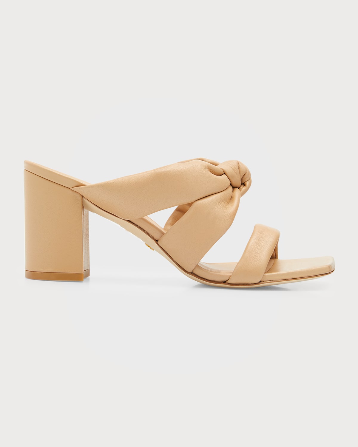 Stuart Weitzman Playa Lambskin Knot Slide Sandals In Adobe
