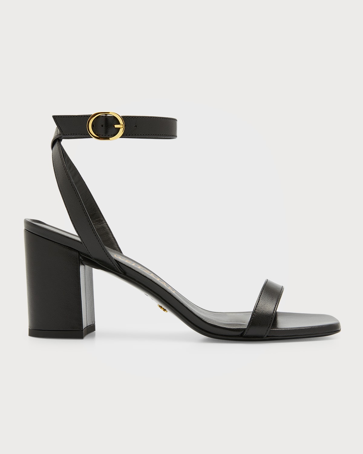 Stuart Weitzman Nearlybare Leather Ankle-strap Sandals In Black
