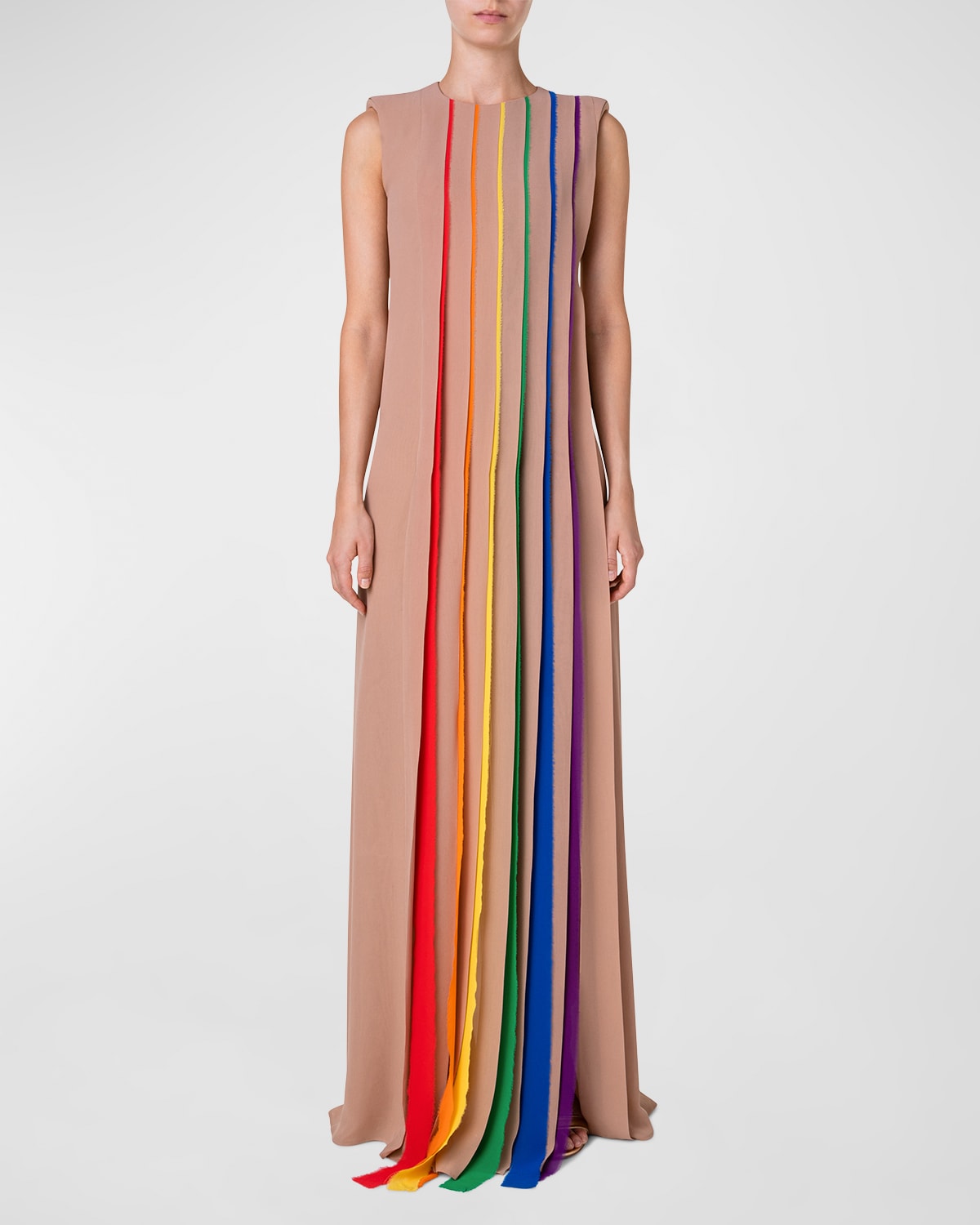 Akris Silk Georgette Multicolor Pleated Gown