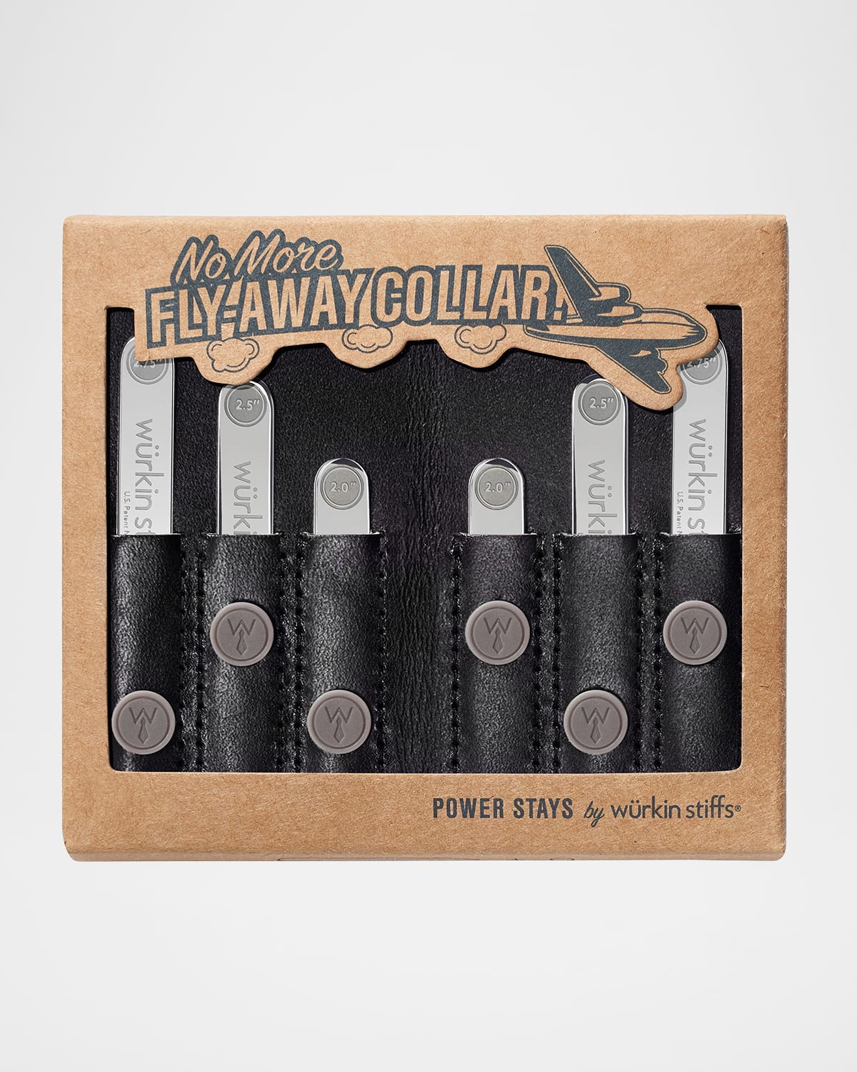 Würkin Stiffs Men's Assorted Magnetic Collar Stay Leather Travel Set In Silver