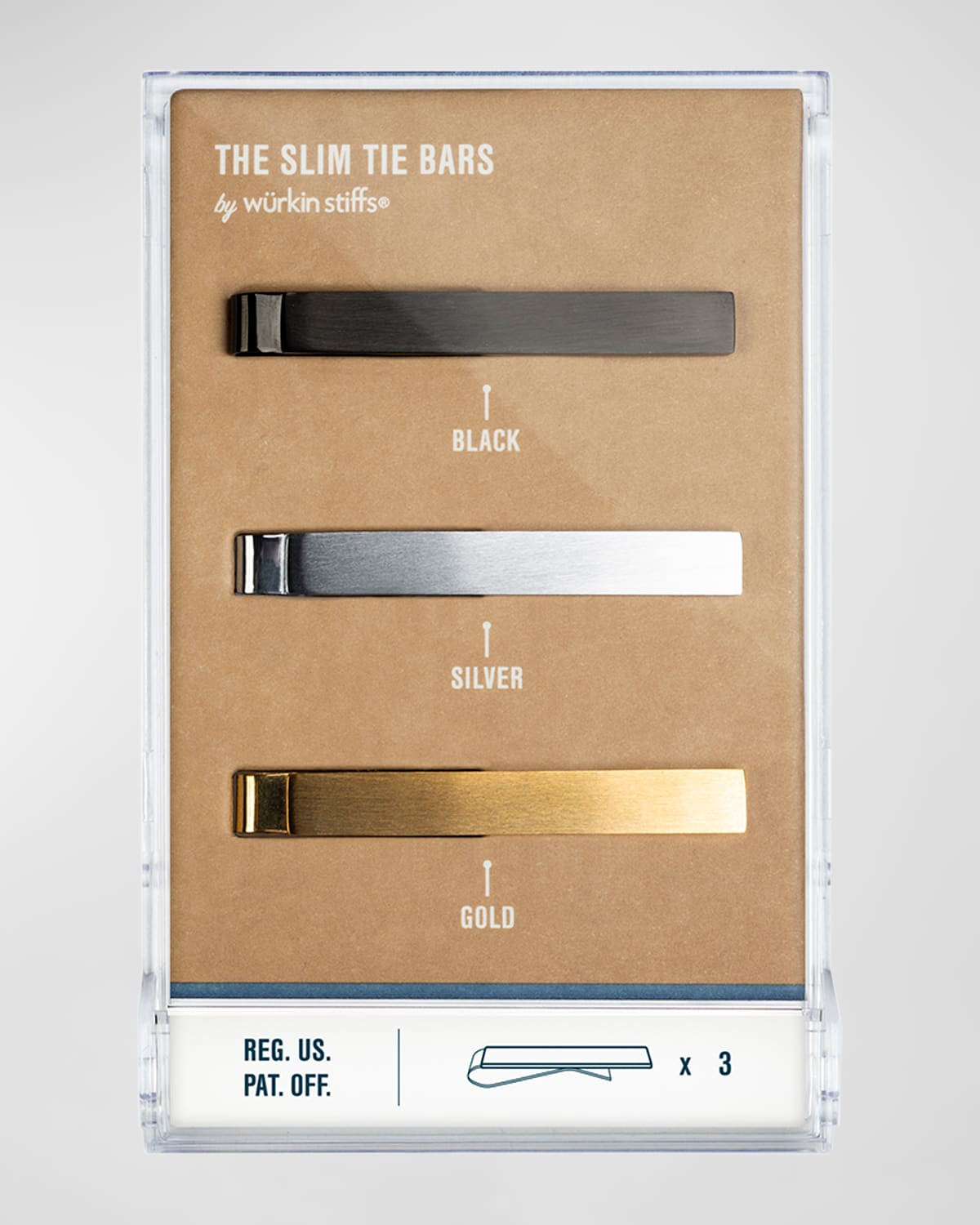 Würkin Stiffs Men's 3-pack Slim Tie Bar Set, Assorted Colors