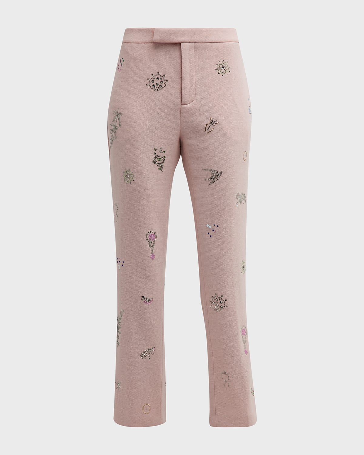 Libertine Victorian Pins Strass Slim-leg Ankle Trousers In Pink