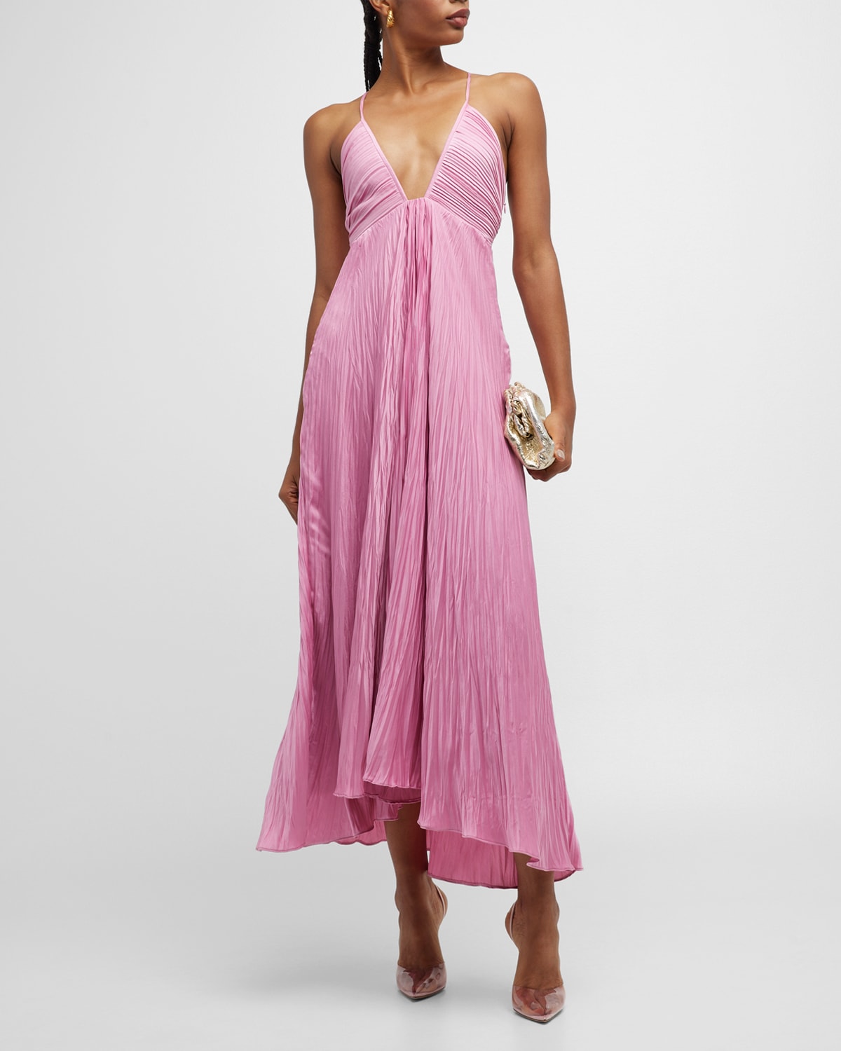 Shop A.l.c Angelina Pleated Midi Dress In Chateau Rose