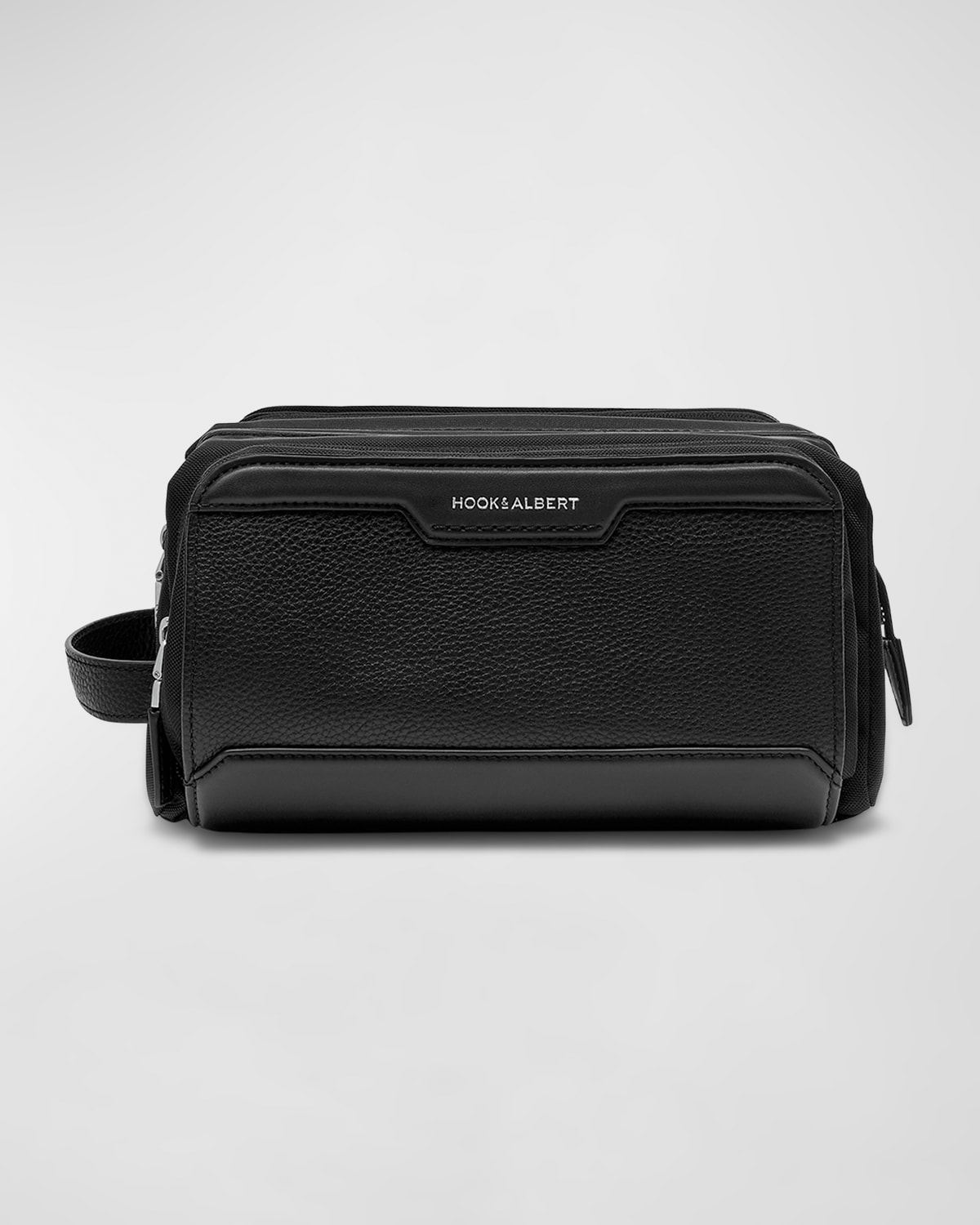 hook + Albert Men's Wide Mouth Leather Toiletry Bag