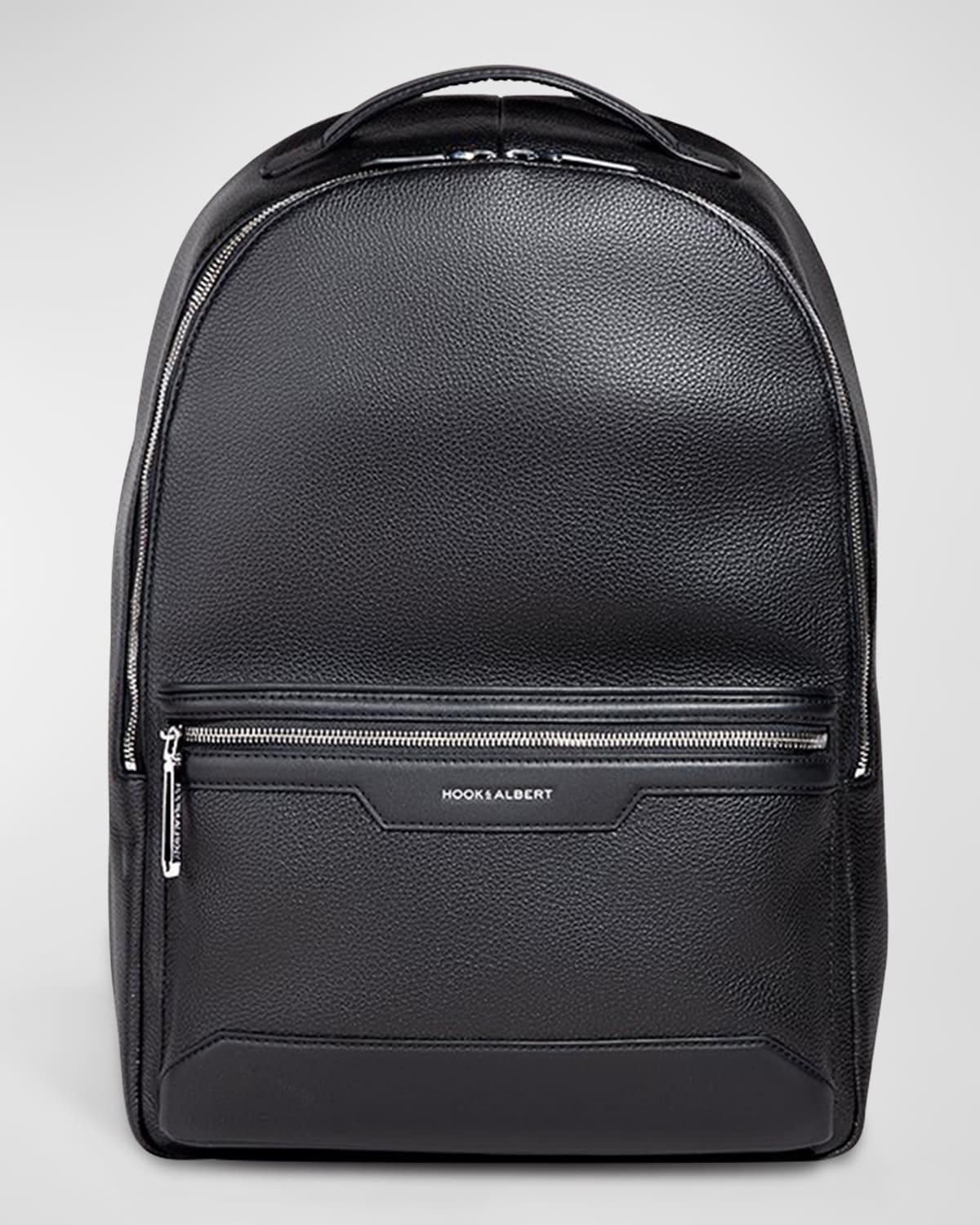 Hook + Albert Men's Leather Backpack With Padded Laptop Compartment In Black