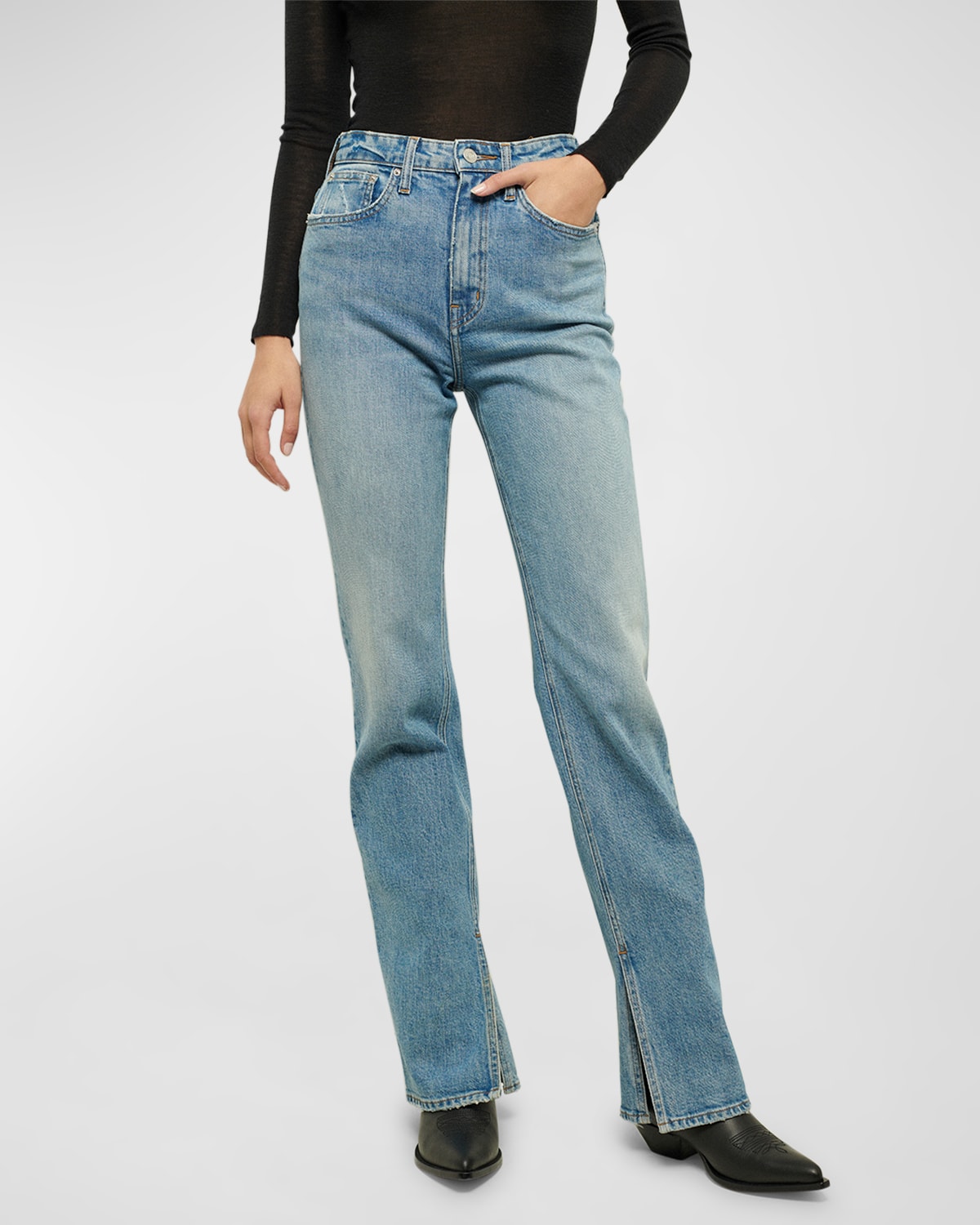 Frankie Ultra High Rise Straight Split Jeans