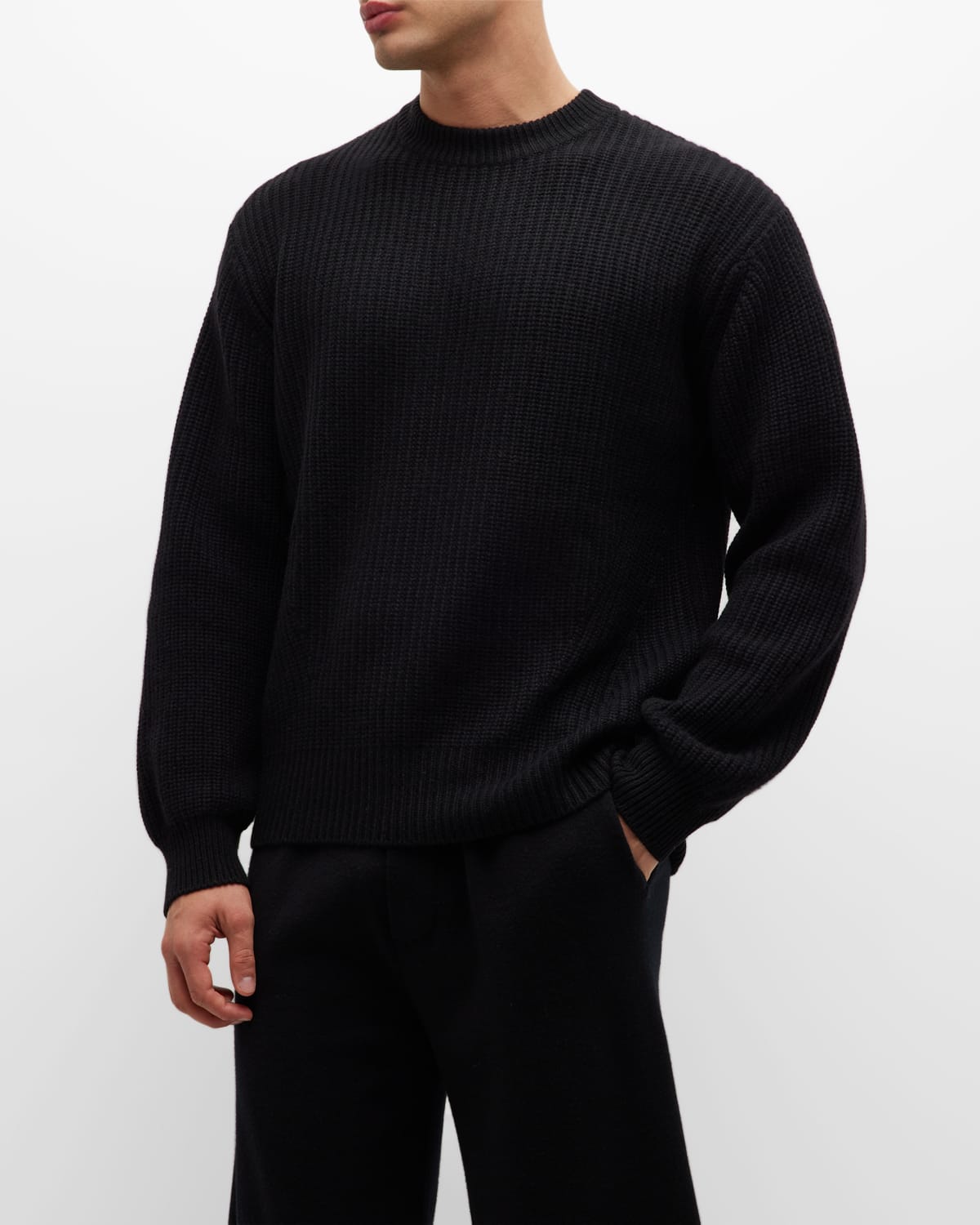 Lisa Yang Men's Cyrille 5-gauge Fisherman's Cashmere Sweater In Black