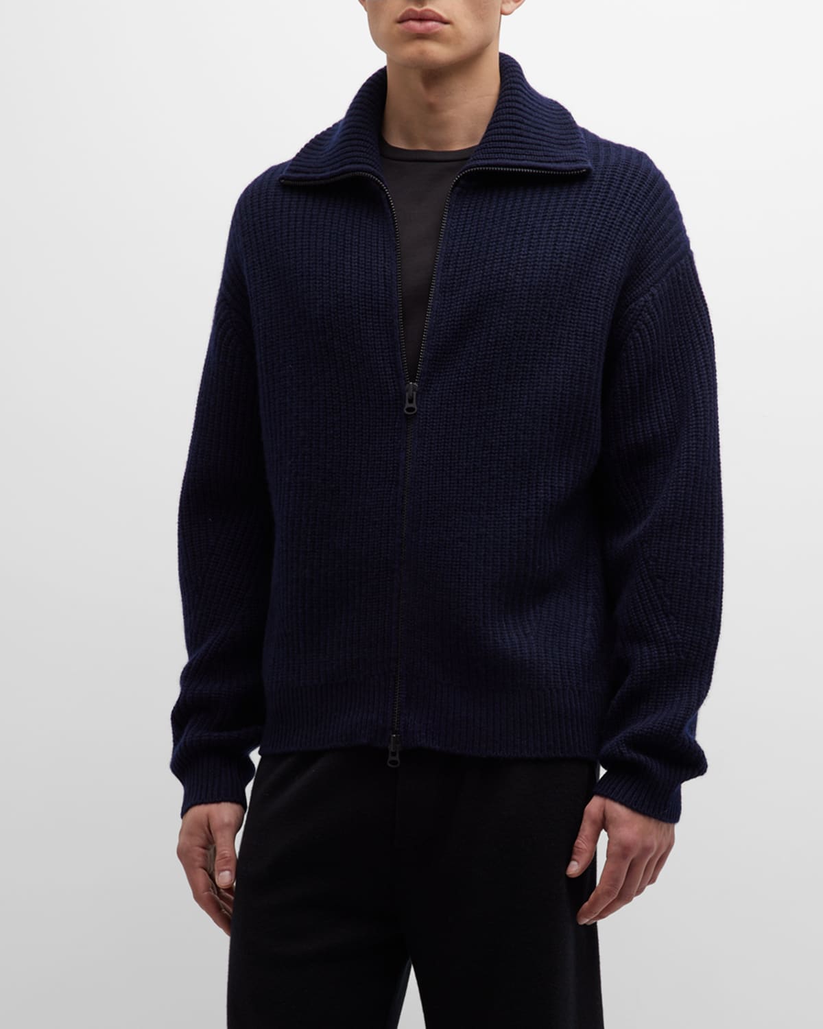 Lisa Yang Men's Clement 5-gauge Cashmere Zip Sweater In Navy