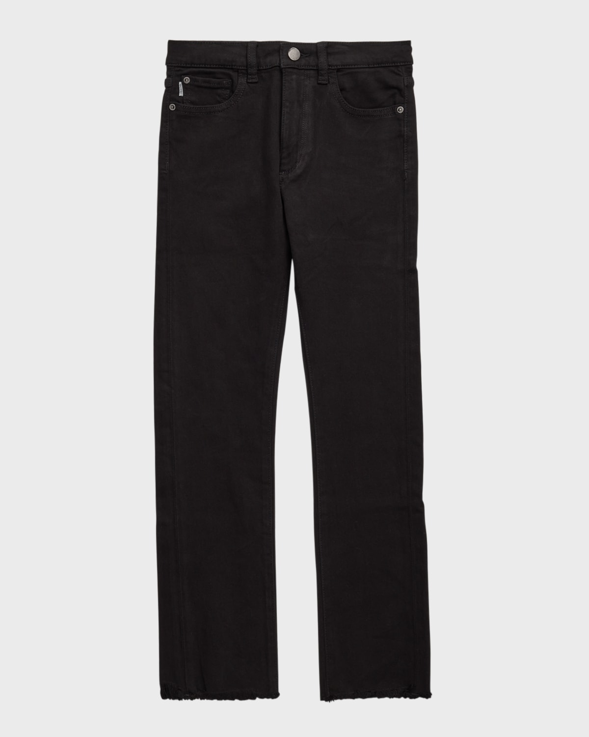 Shop Dl1961 Girl's Emie High Rise Straight-leg Denim Jeans In Black Peached Raw