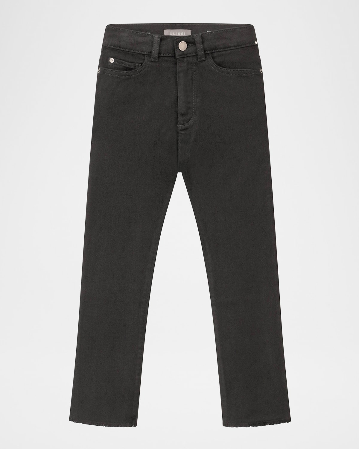 Dl1961 Girl's Emie High Rise Straight-leg Denim Jeans In Black Peached Raw