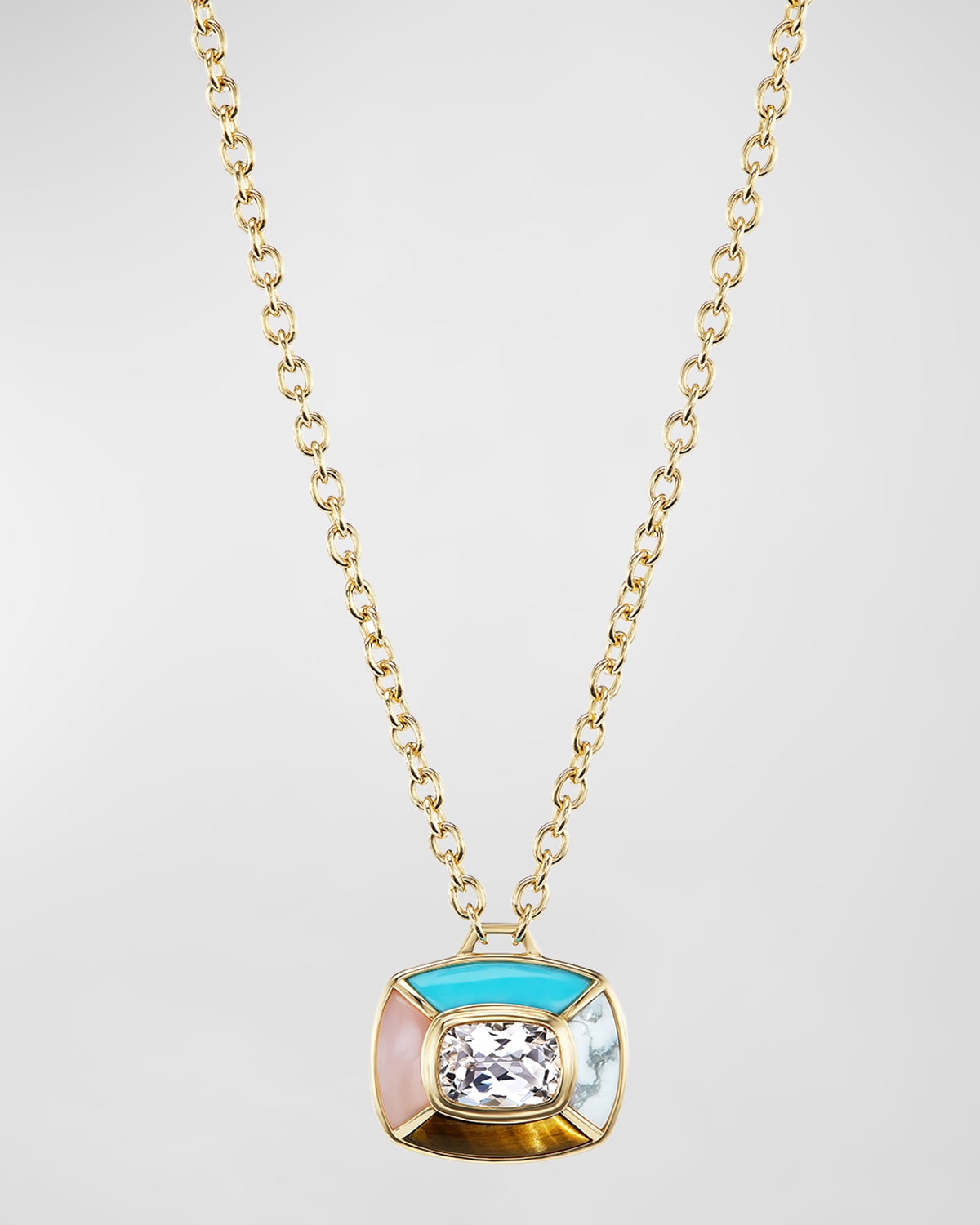 Mini Patchwork Necklace in 18K Yellow Gold and Topaz, 16"L