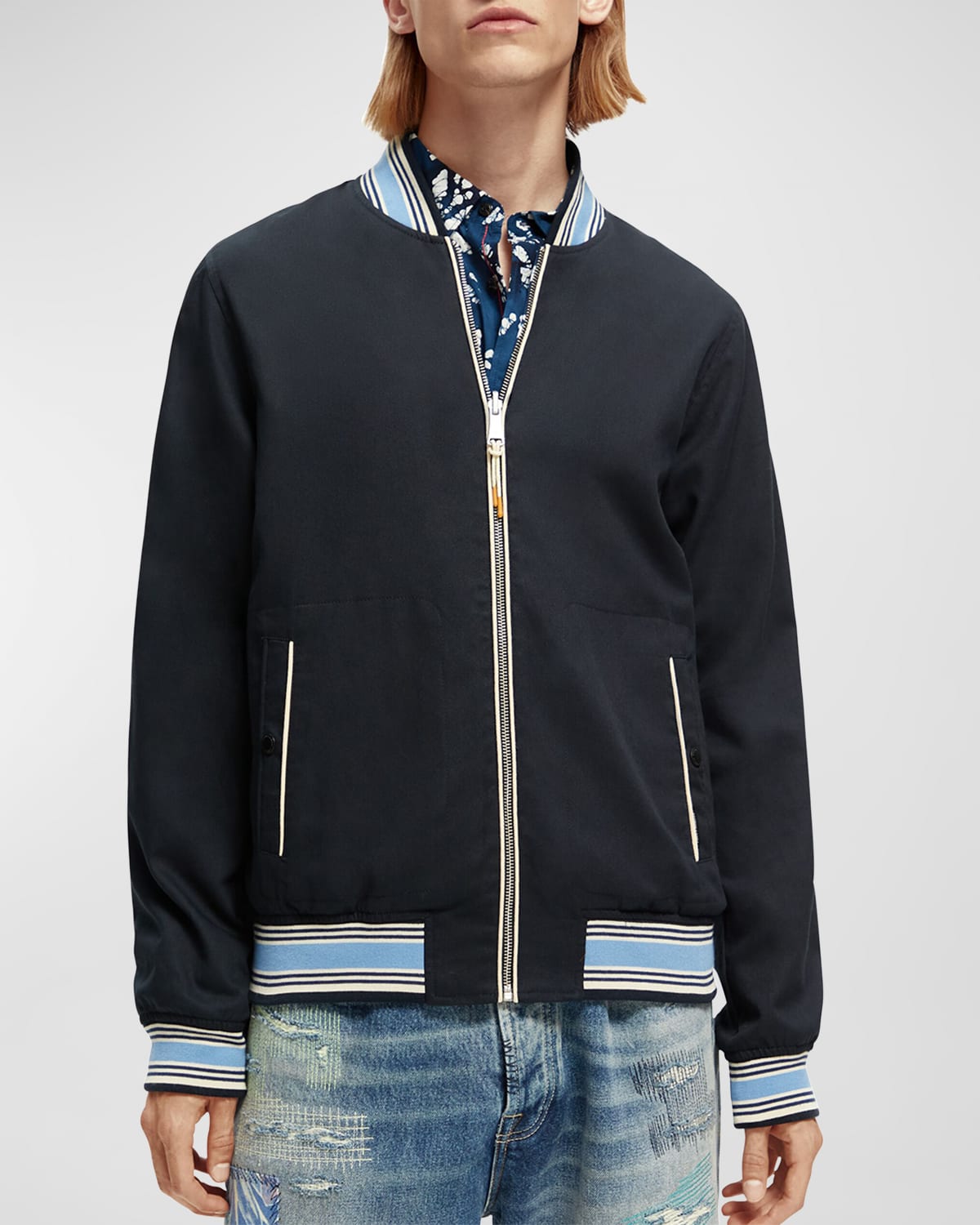 Scotch & Soda Men's Jacquard Bomber Jacket