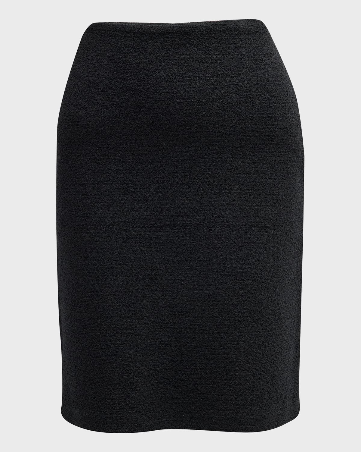 St John Compact Boucle Knit Skirt In Black