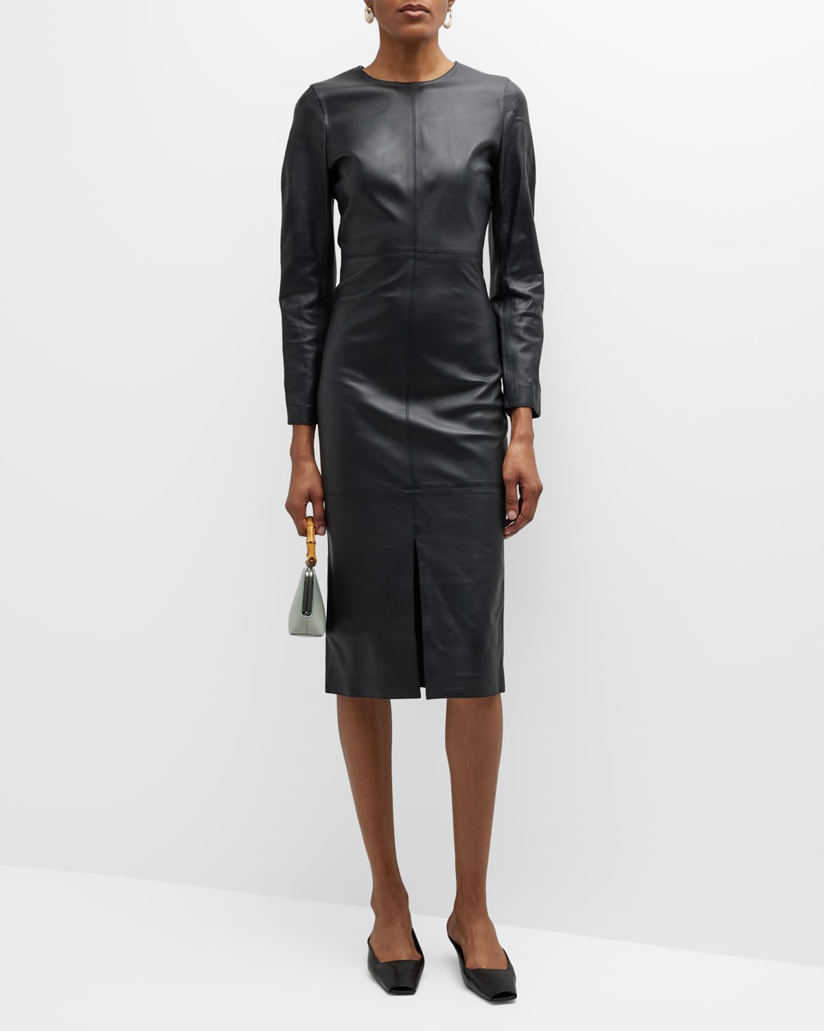 Totême Panelled Leather Dress Black In Black