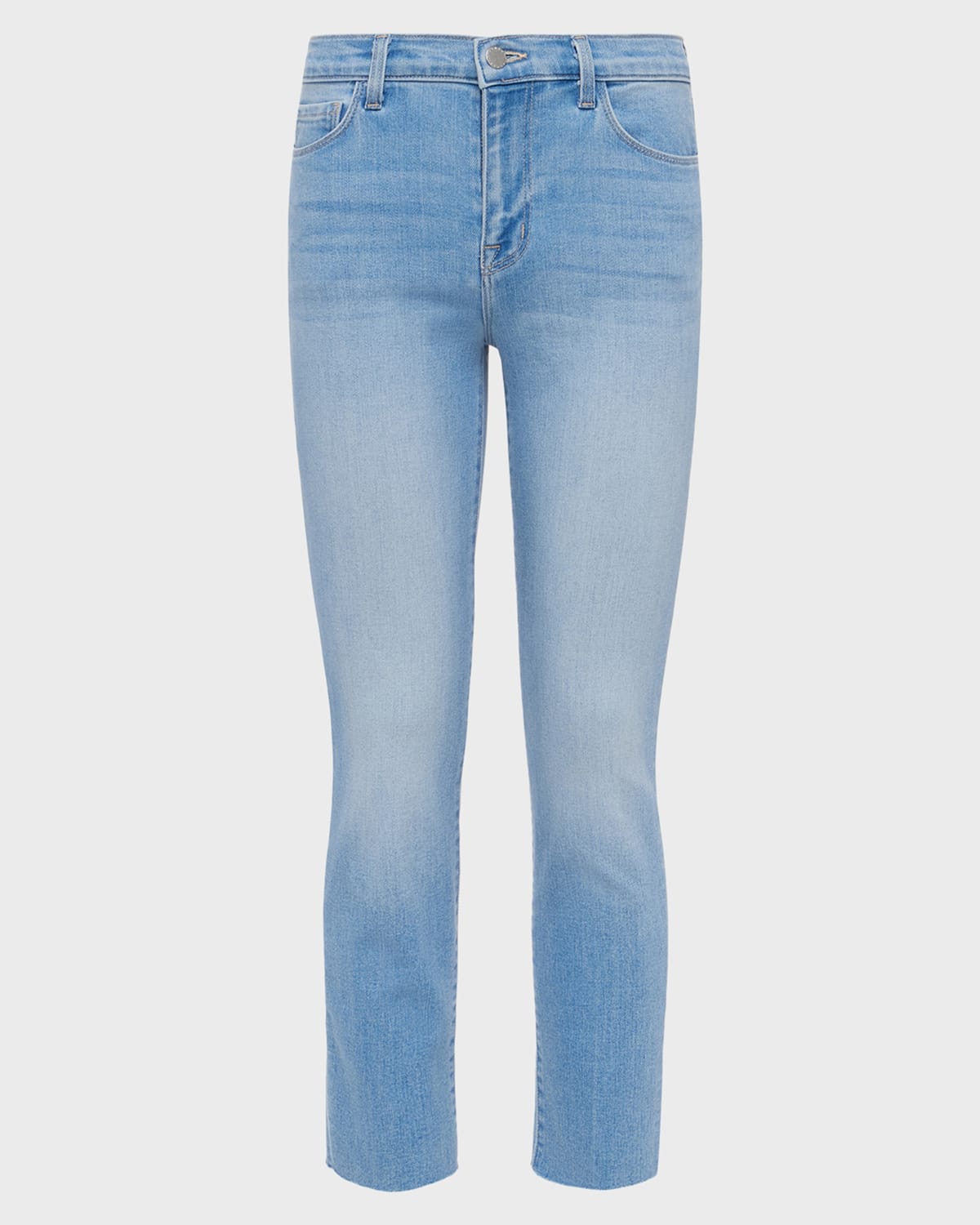 L Agence Sada Frayed Cropped High-rise Slim-leg Jeans In Omaha
