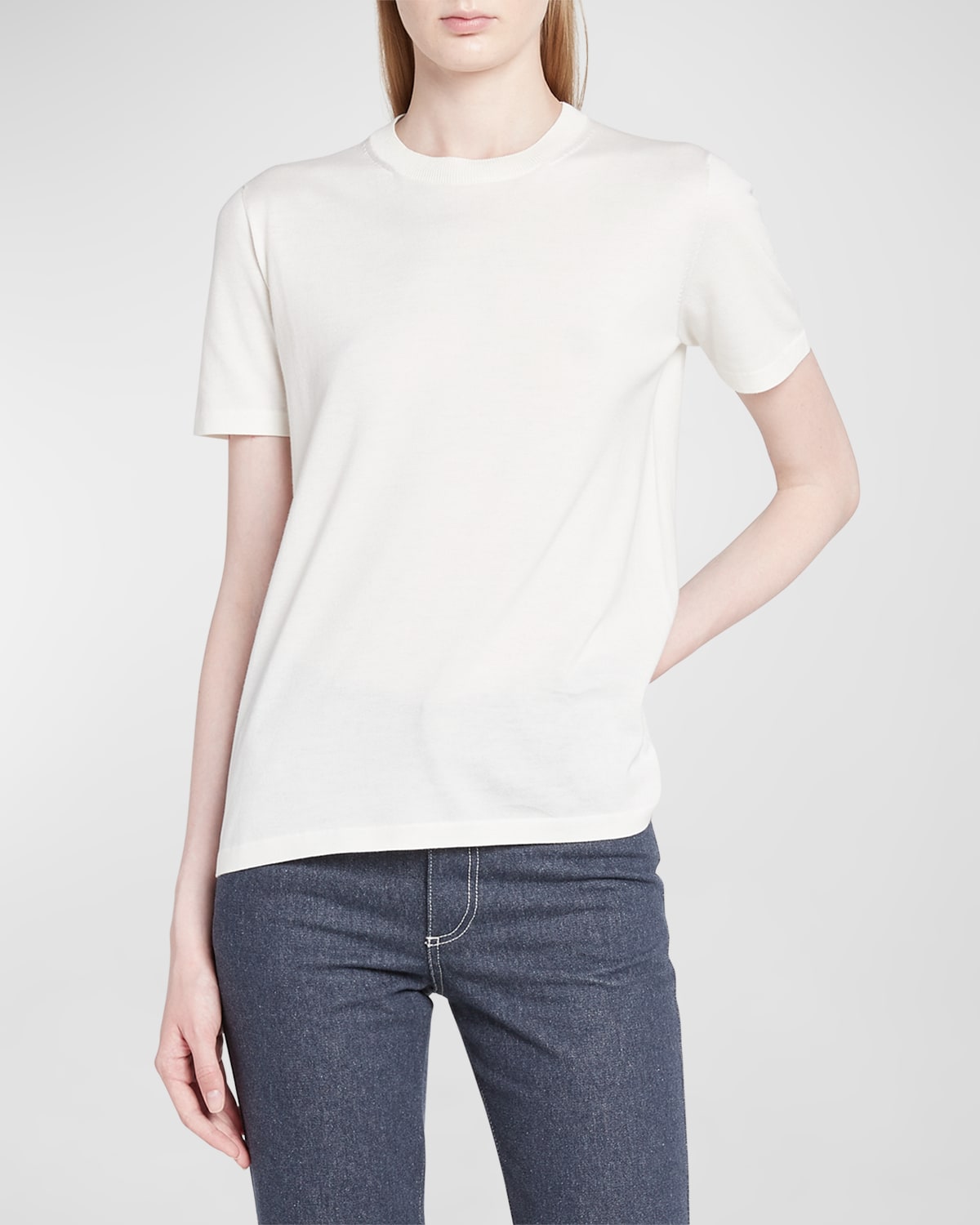 Shop Loro Piana Angera Knit Crewneck T-shirt In 1000 White