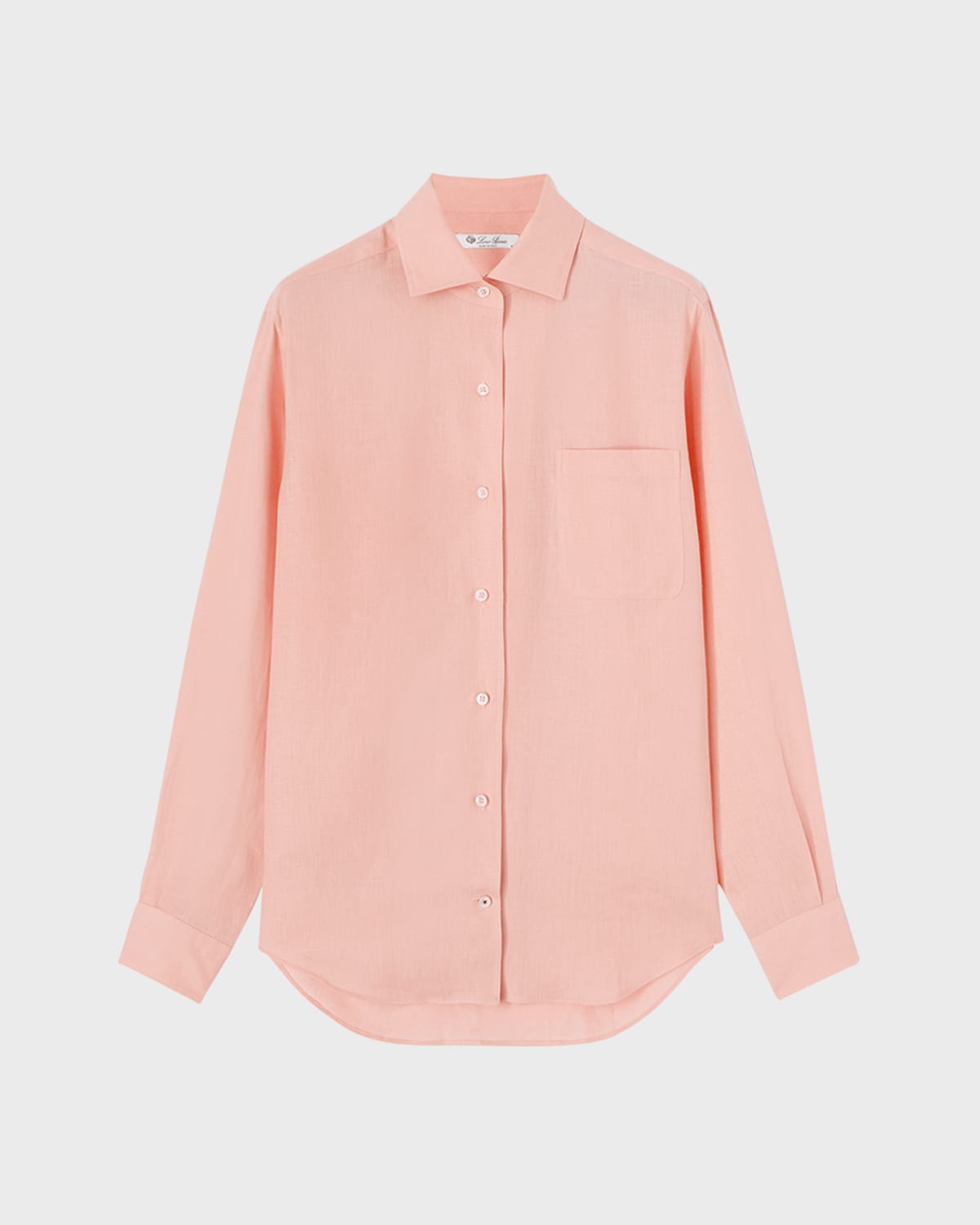 Loro Piana Andre Solaire Button-front Linen Blouse In 3793 Pink Flaming