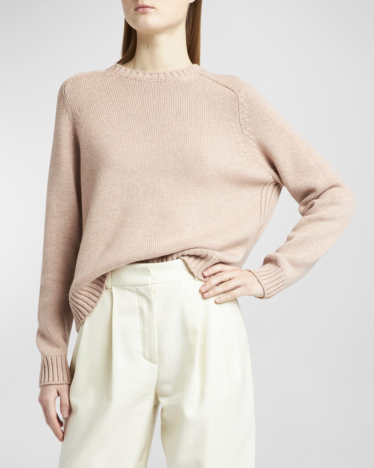 Loro Piana Neo Parksville Cashmere Crewneck Sweater In Dunes_roses_chine