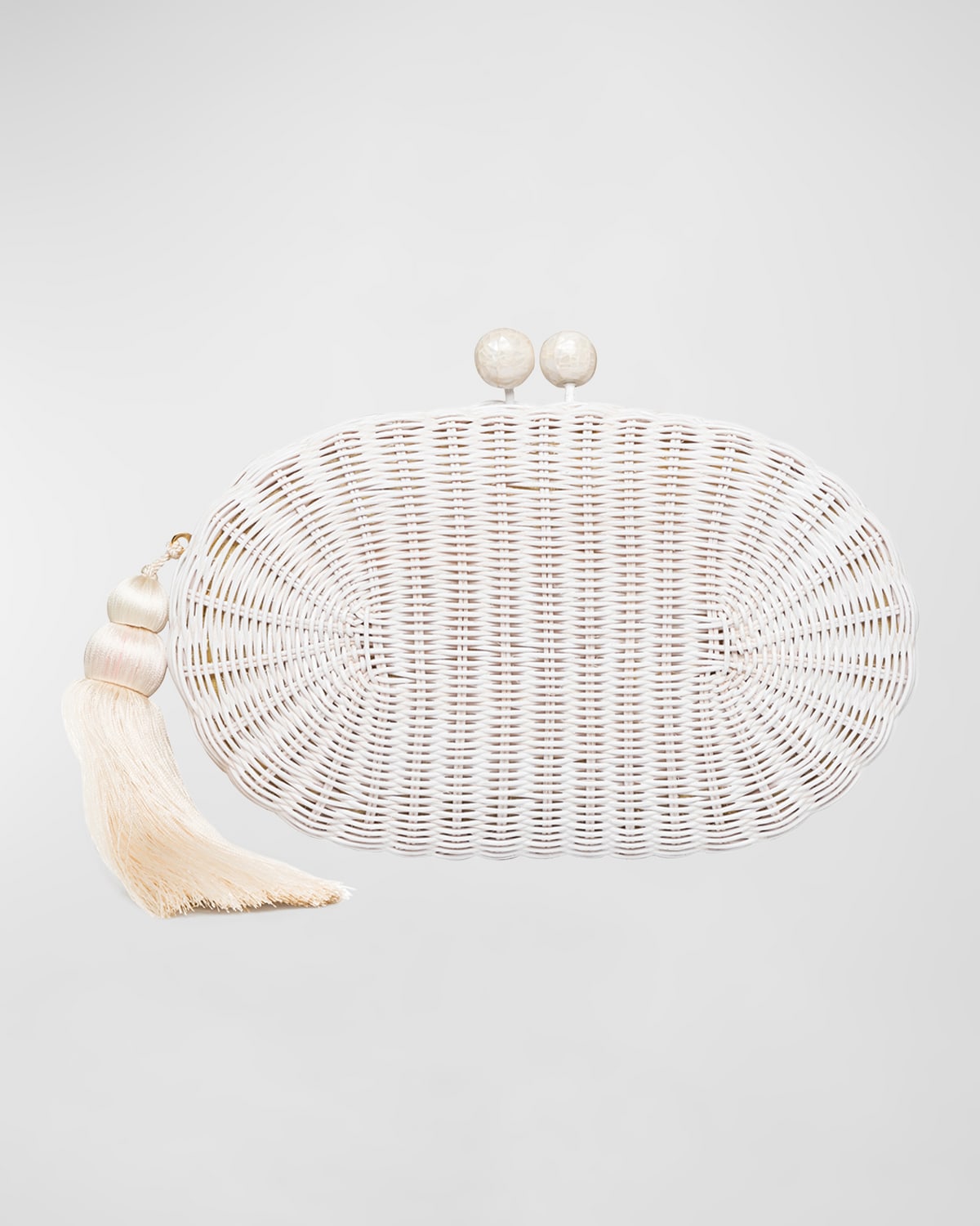 Rafe Joanna Palm Straw Clutch Bag In White