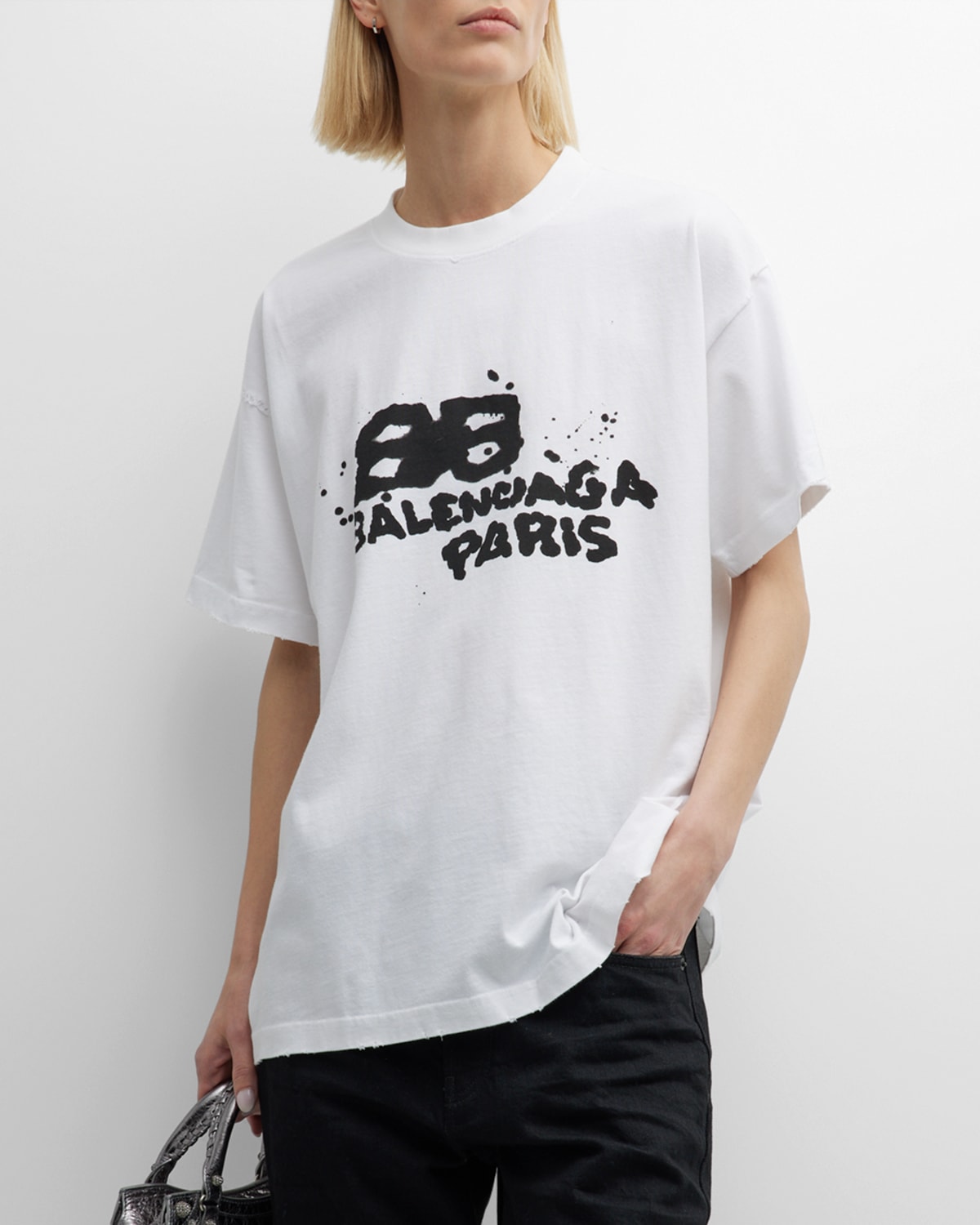 Balenciaga Hand Drawn Bb Icon T-shirt Medium Fit In White