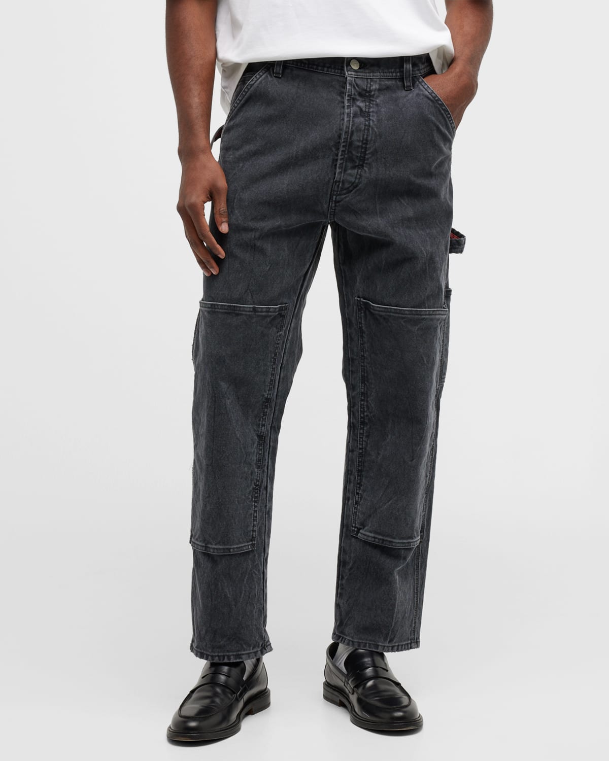 Le Pere X Cherry Kim Men's Solid Painter Trousers In Twisted Black