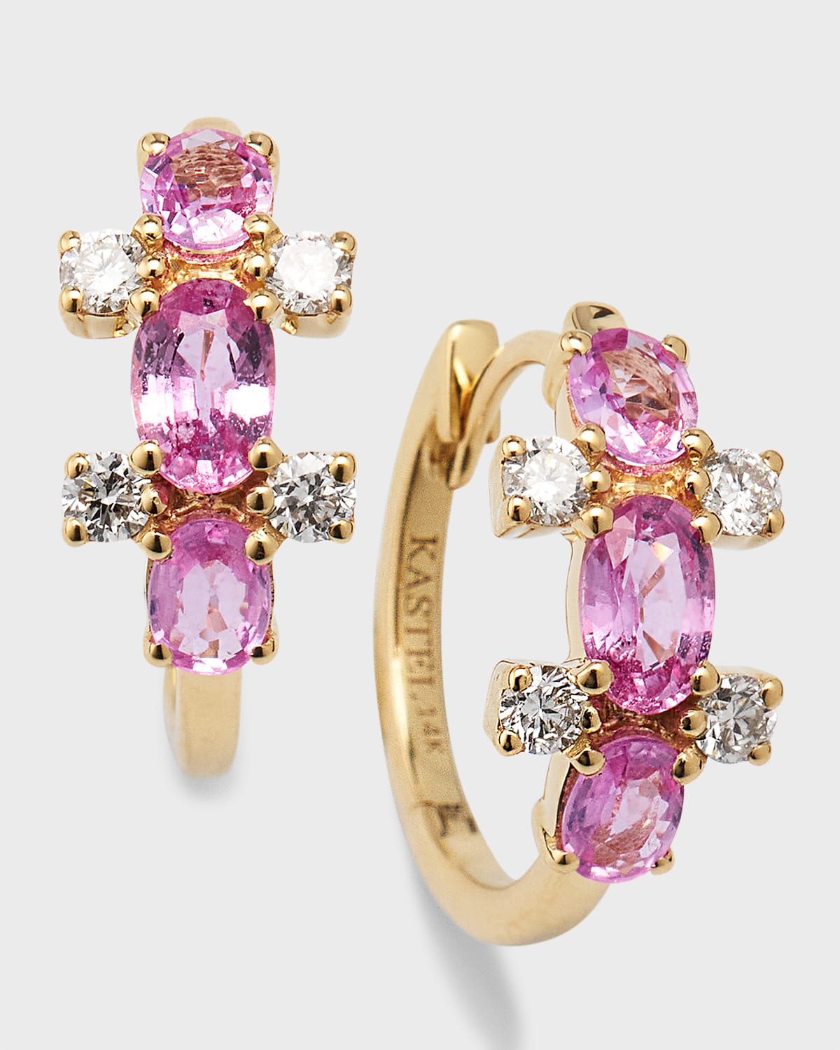 Lela Pink Sapphire and Diamond 14K Gold Huggie Earrings