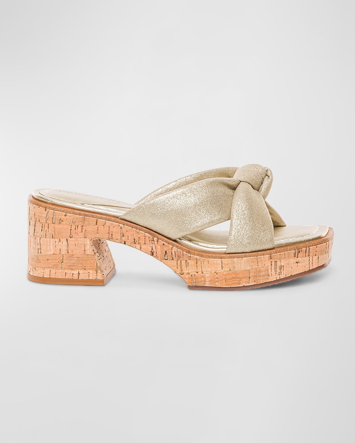 Shop Bernardo Jolie Metallic Knot Platform Sandals In Champagne