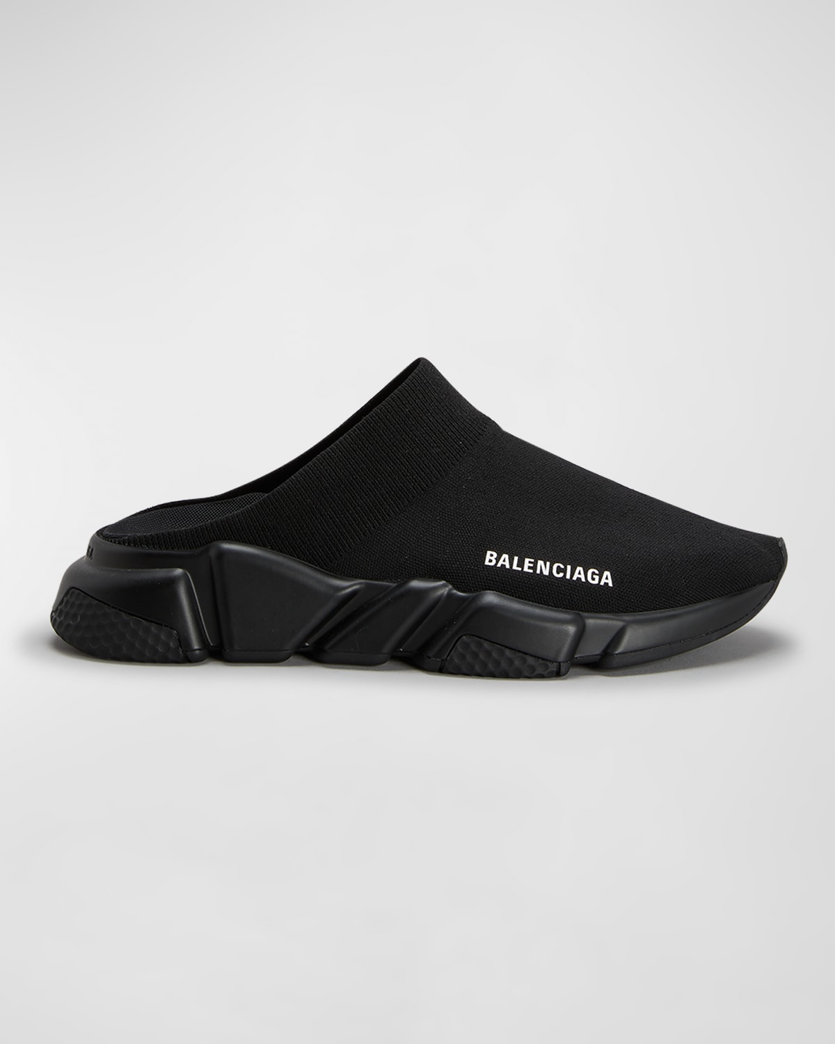Balenciaga Speed Stretch Knit Sporty Mules In Black