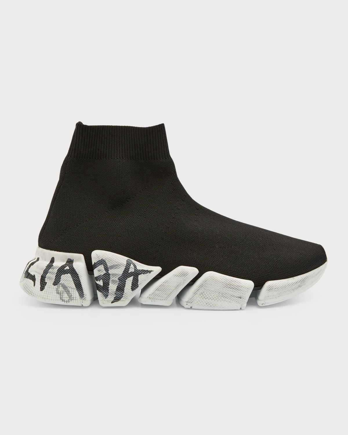 Balenciaga Sneakers Speed 2.0 Graffiti In Maglia Riciclata  Da Donna In Nero In 1091 Black/white