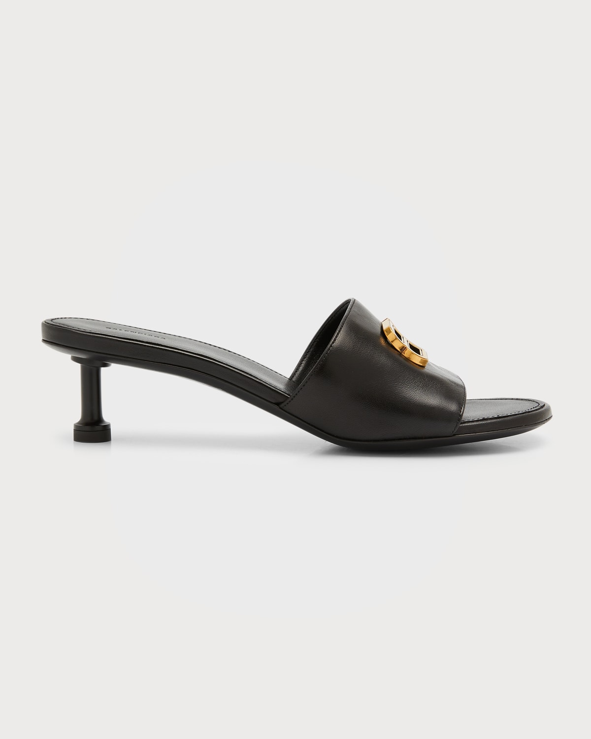 Balenciaga Groupie Medallion Kitten-heel Mules In Blk Gold Vint