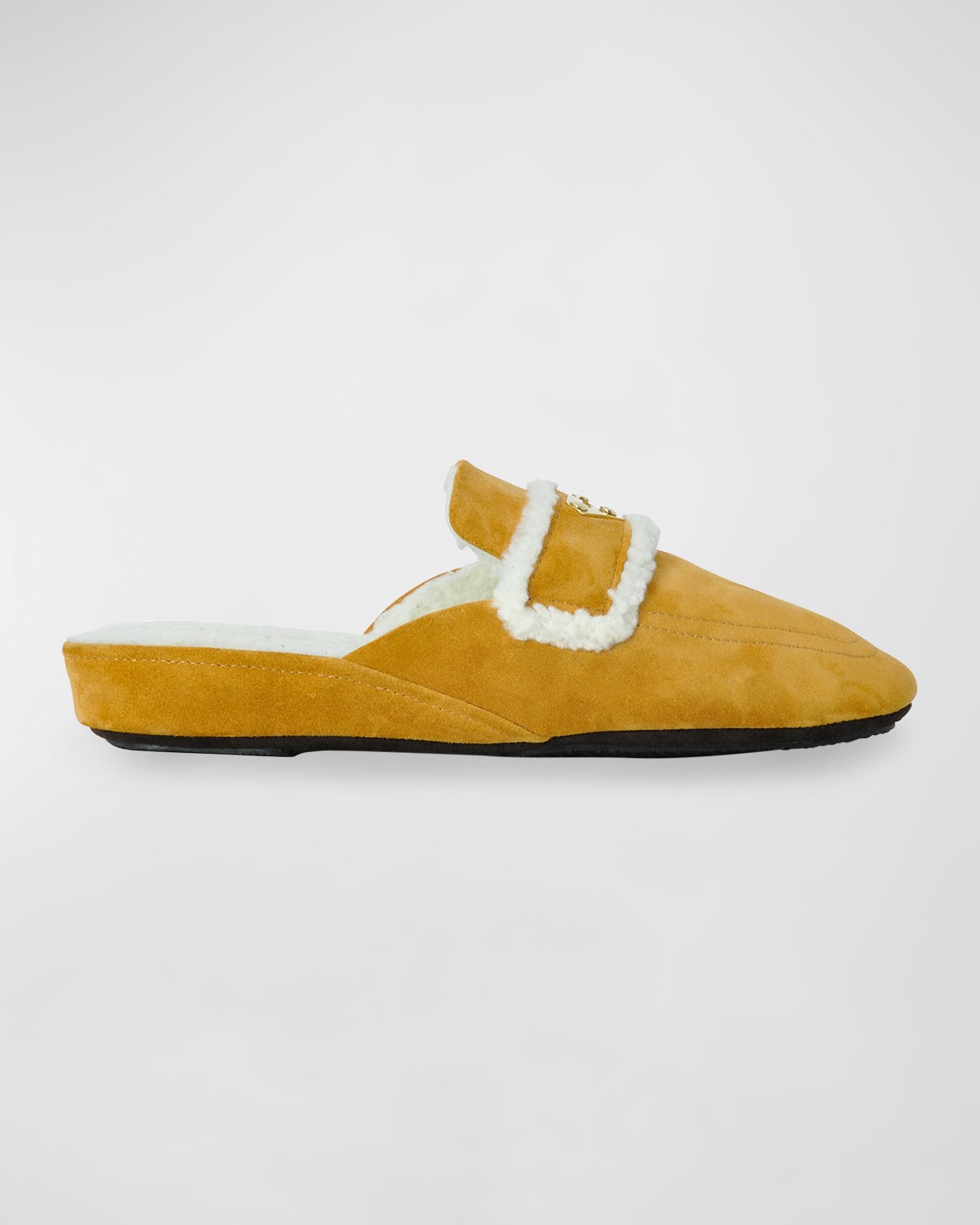 Shop Jacques Levine Suede Faux Shearling Ornament Slipper In Camel