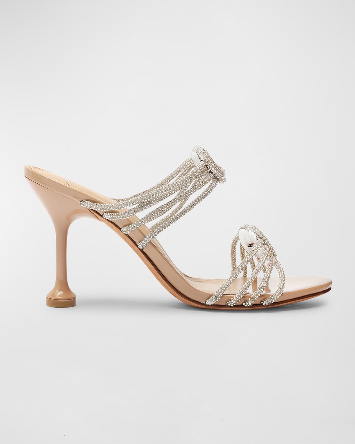 Alexandre Birman Vicky Crystal Knot Mule Sandals In Crystalnude