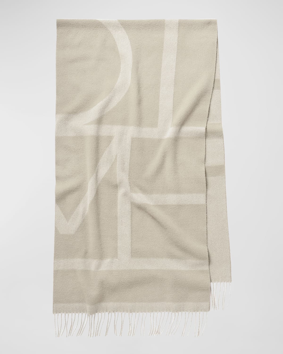 Monogram wool cashmere scarf macadamia