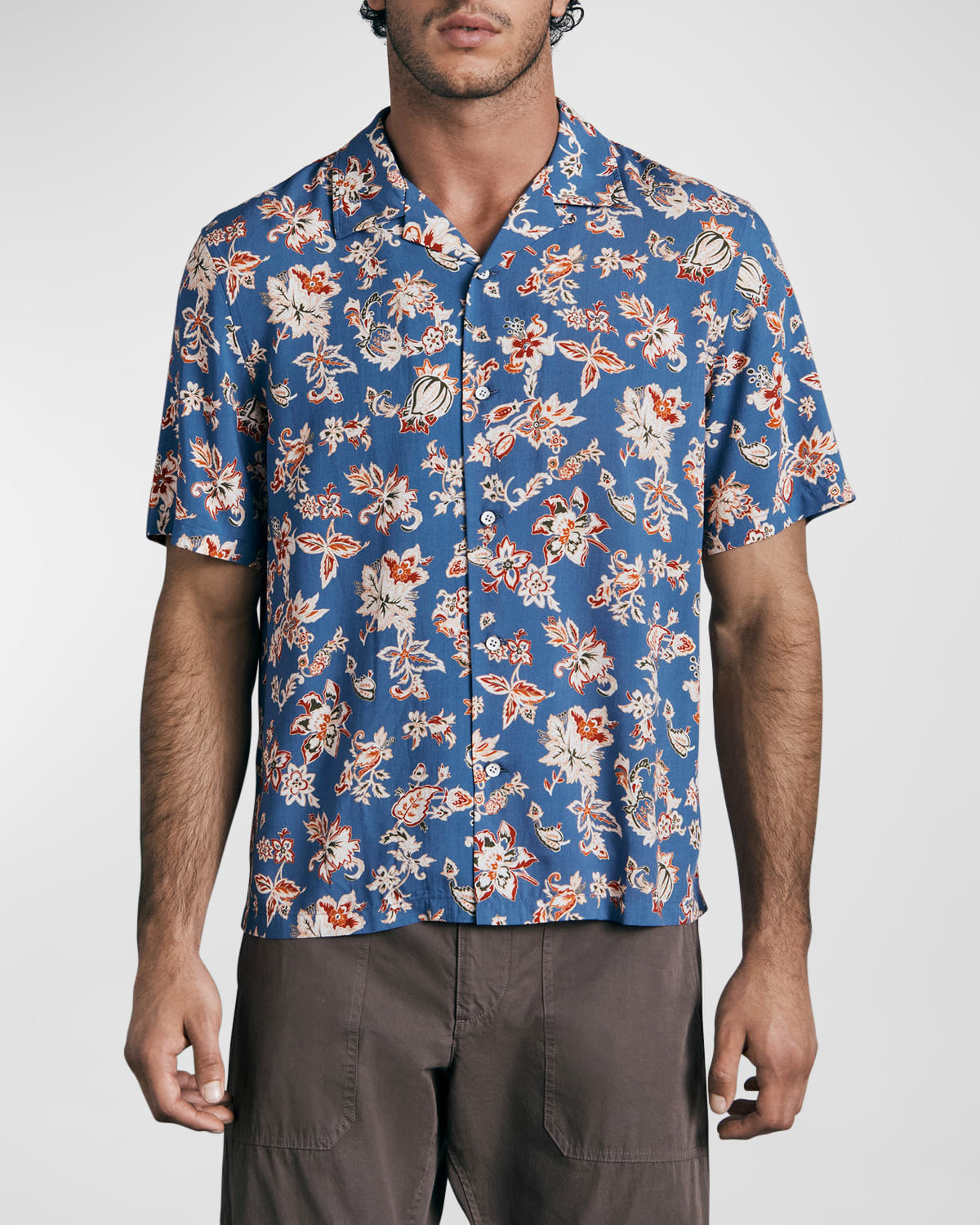 Men's Avery Floral-Print Camp Shirt
