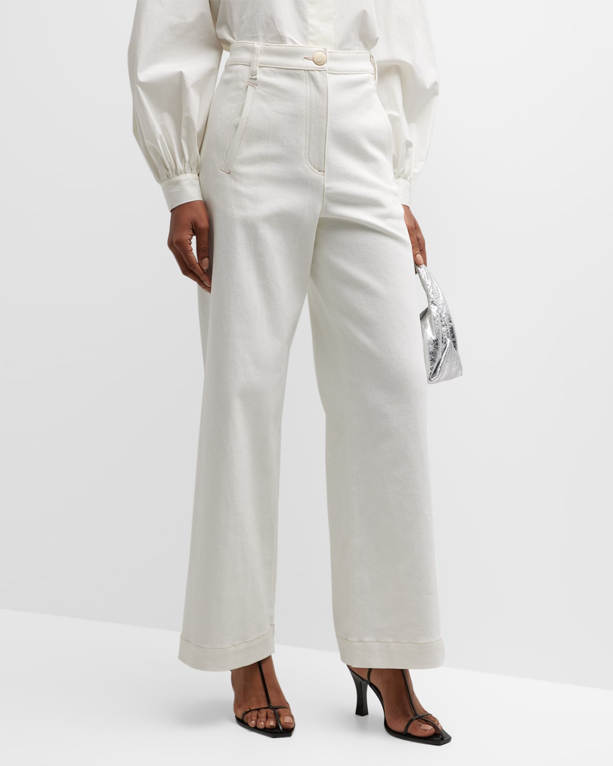 Giorgio Armani High-rise Wide-leg Denim Trousers In White