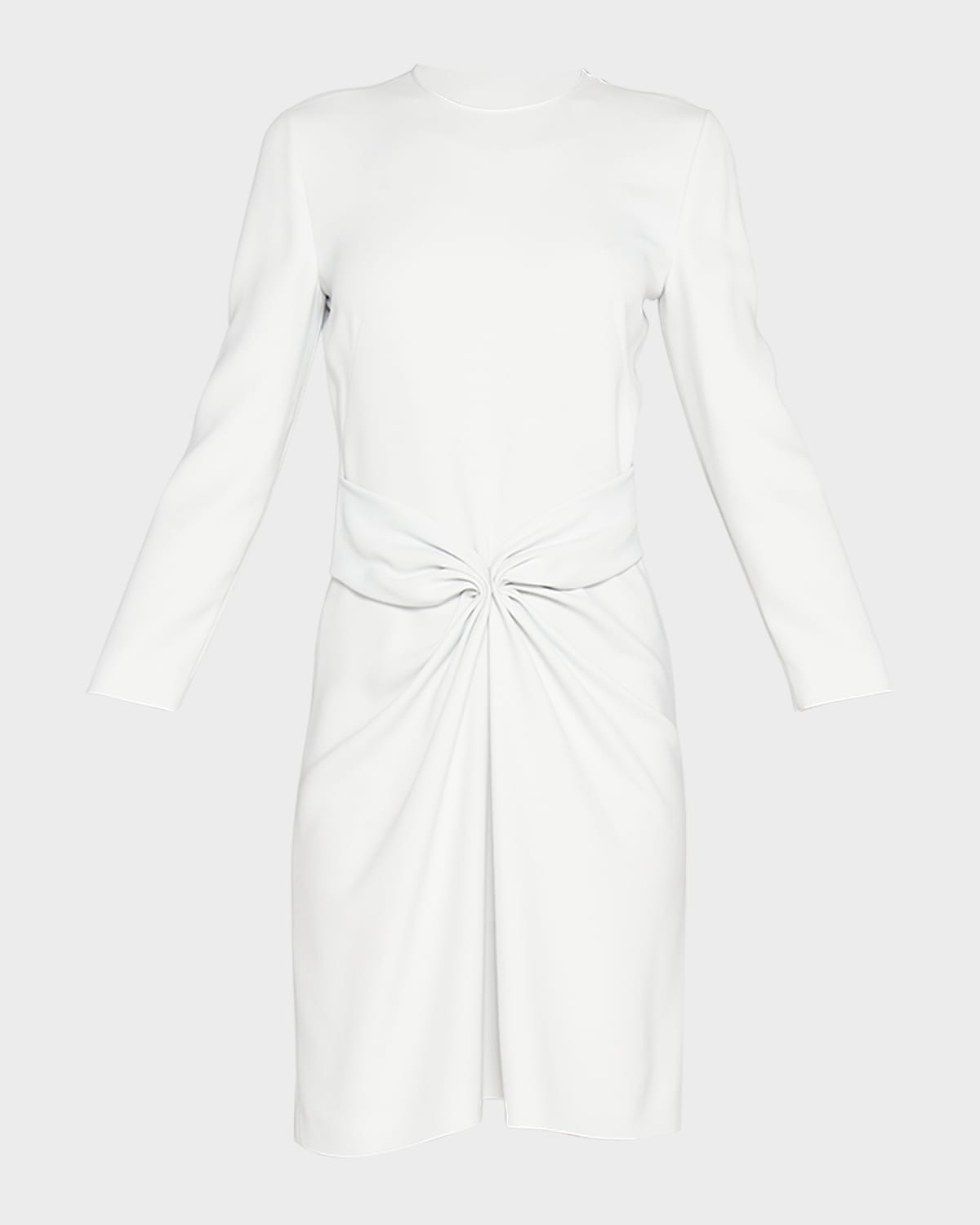 Giorgio Armani Ruched Long-sleeve A-line Dress In Ice