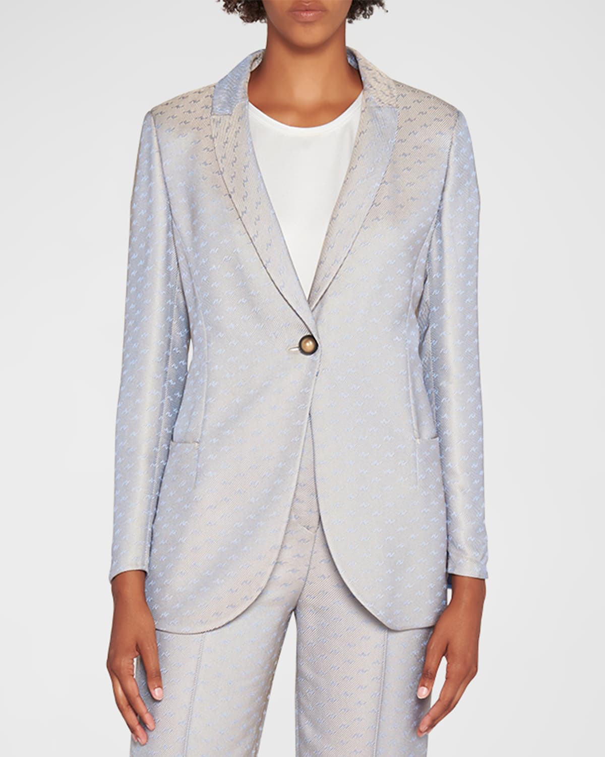 Abstract Jacquard Single-Breasted Blazer