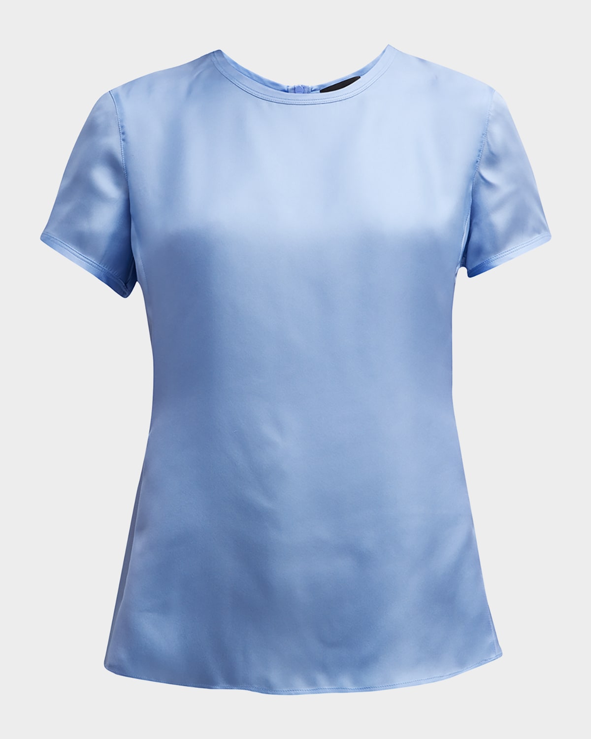 Giorgio Armani Crewneck Short-sleeve Silk T-shirt In Blue