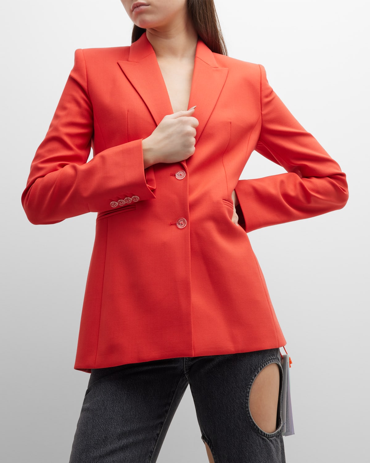 Off-white Single-breasted Blazer In Coral