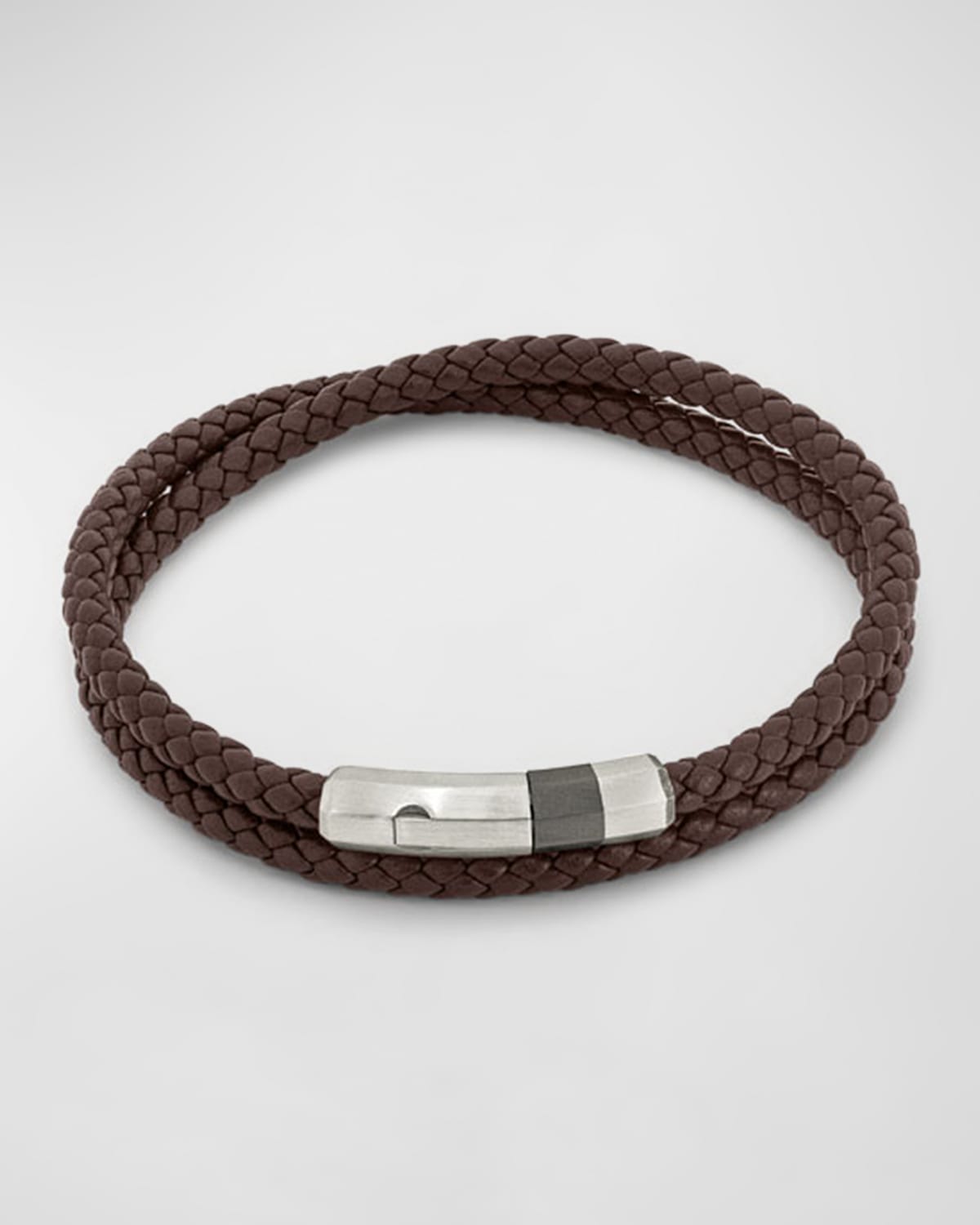 Tateossian Men's Woven Leather Wrap Bracelet, Large In Brown