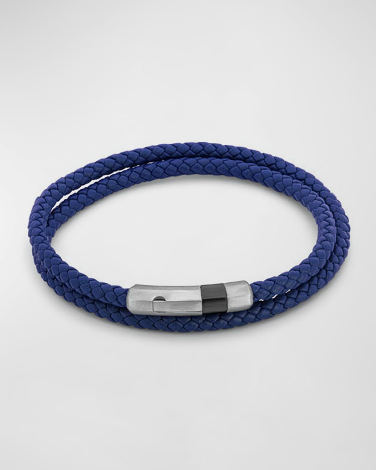 Tateossian Men's Woven Leather Wrap Bracelet, Large In Blue