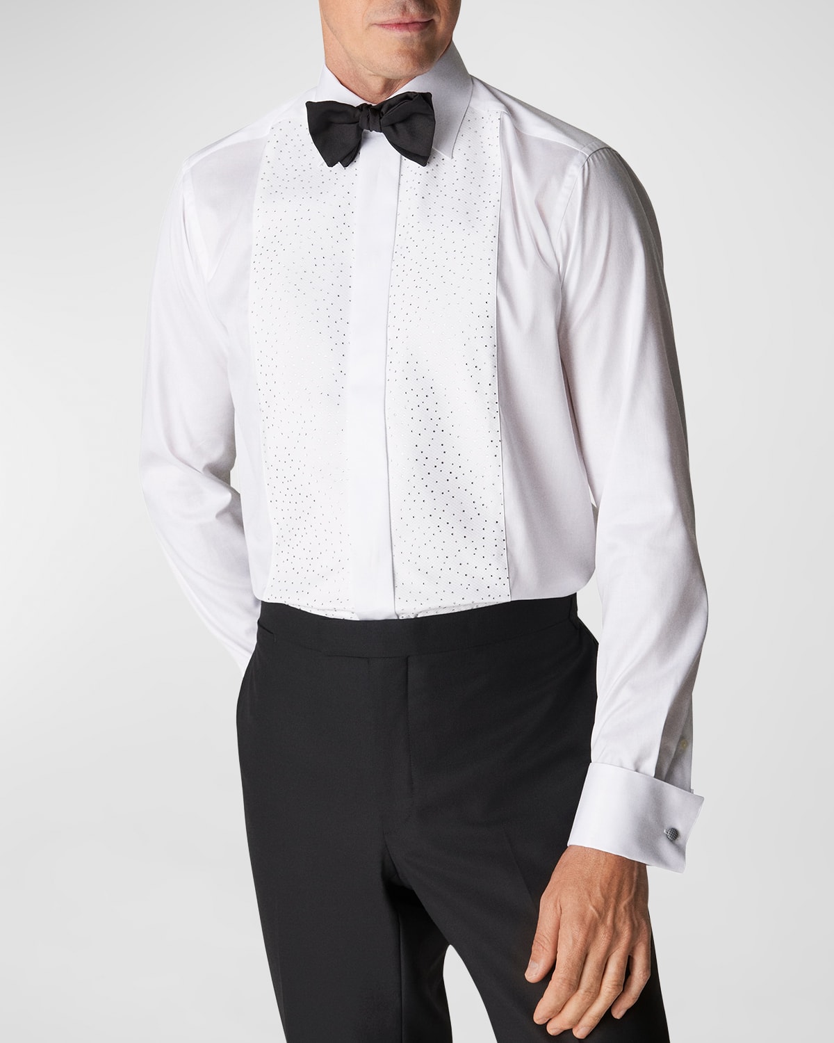 Shop Eton Men's Contemporary Fit Pique Formal Shirt With Swarovski Crystals In White